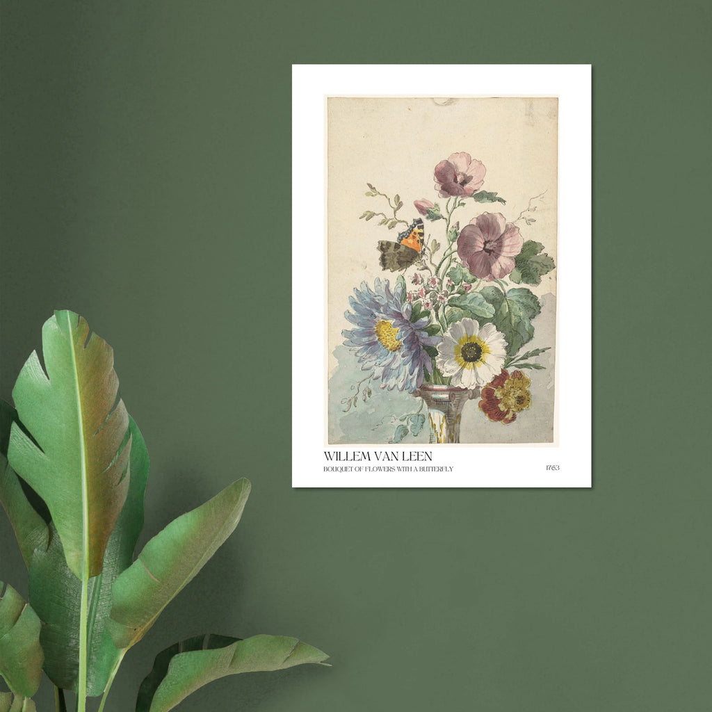 Bouquet of flowers with butterfly Poster - Calda Design Studio