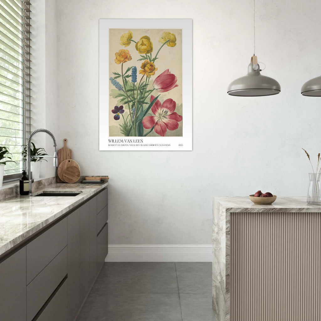 Boeket van tulpen vlooties Poster - Calda Design Studio