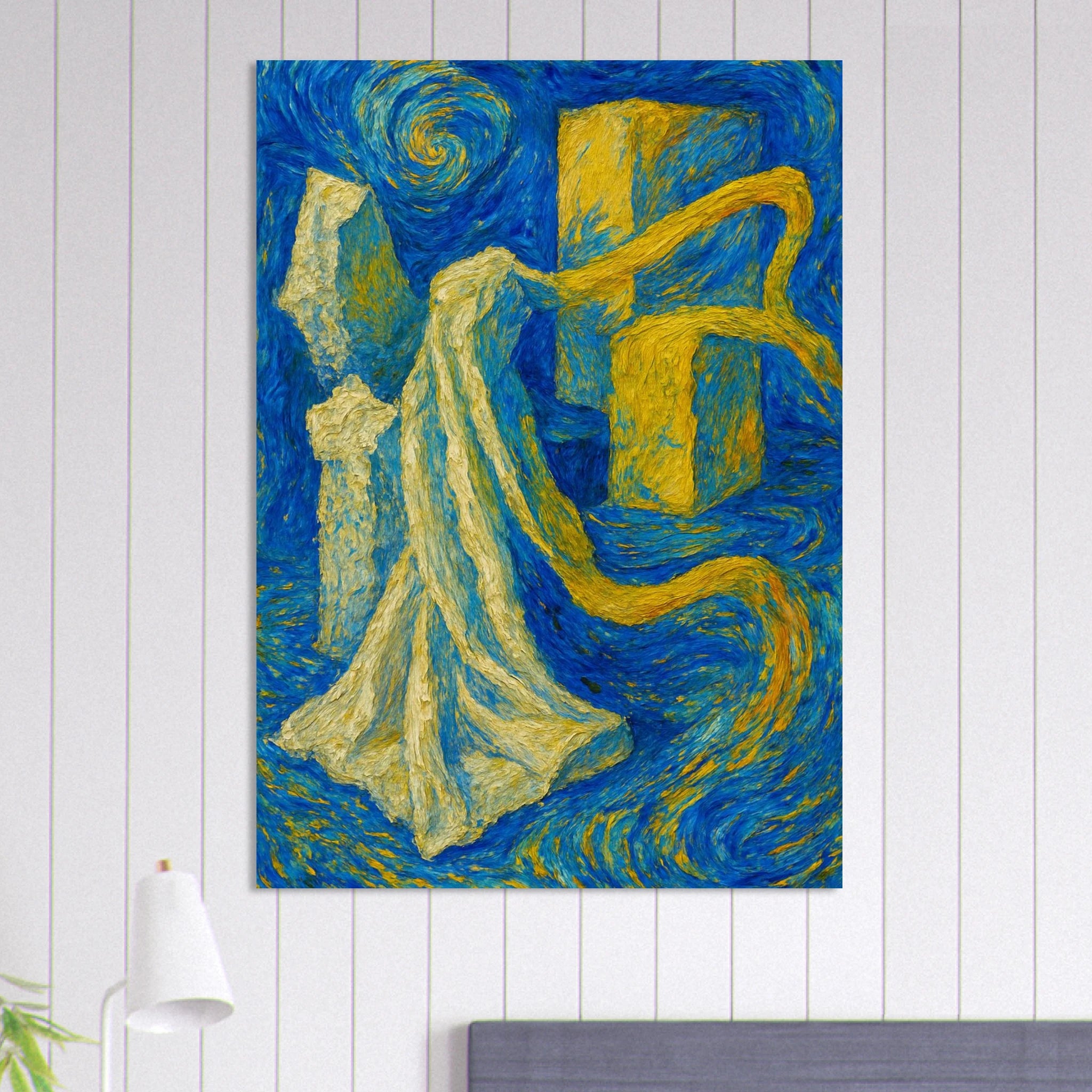 Swirling Blues and Bold Yellows Poster - Calda Design Studio