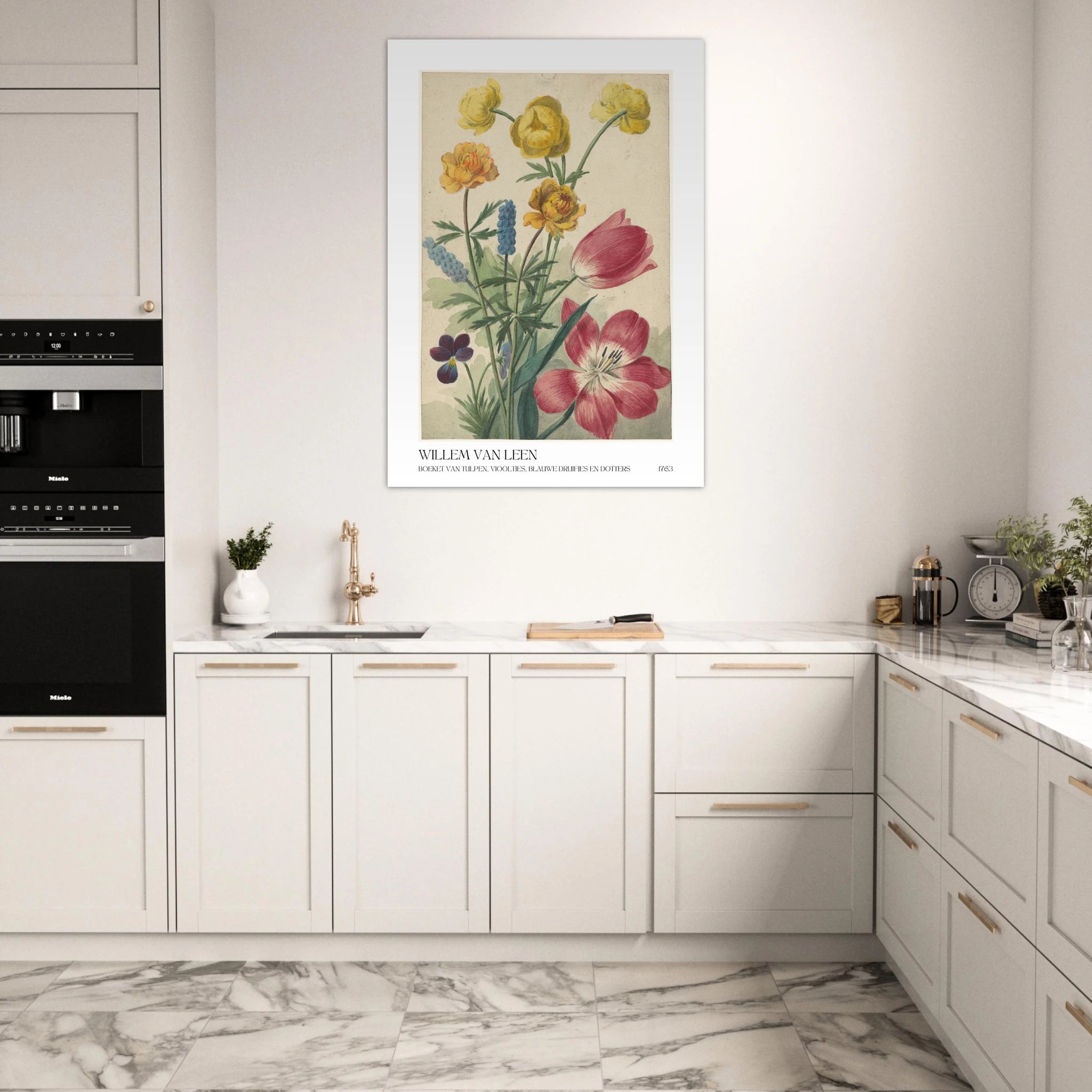 Boeket van tulpen vlooties Poster - Calda Design Studio