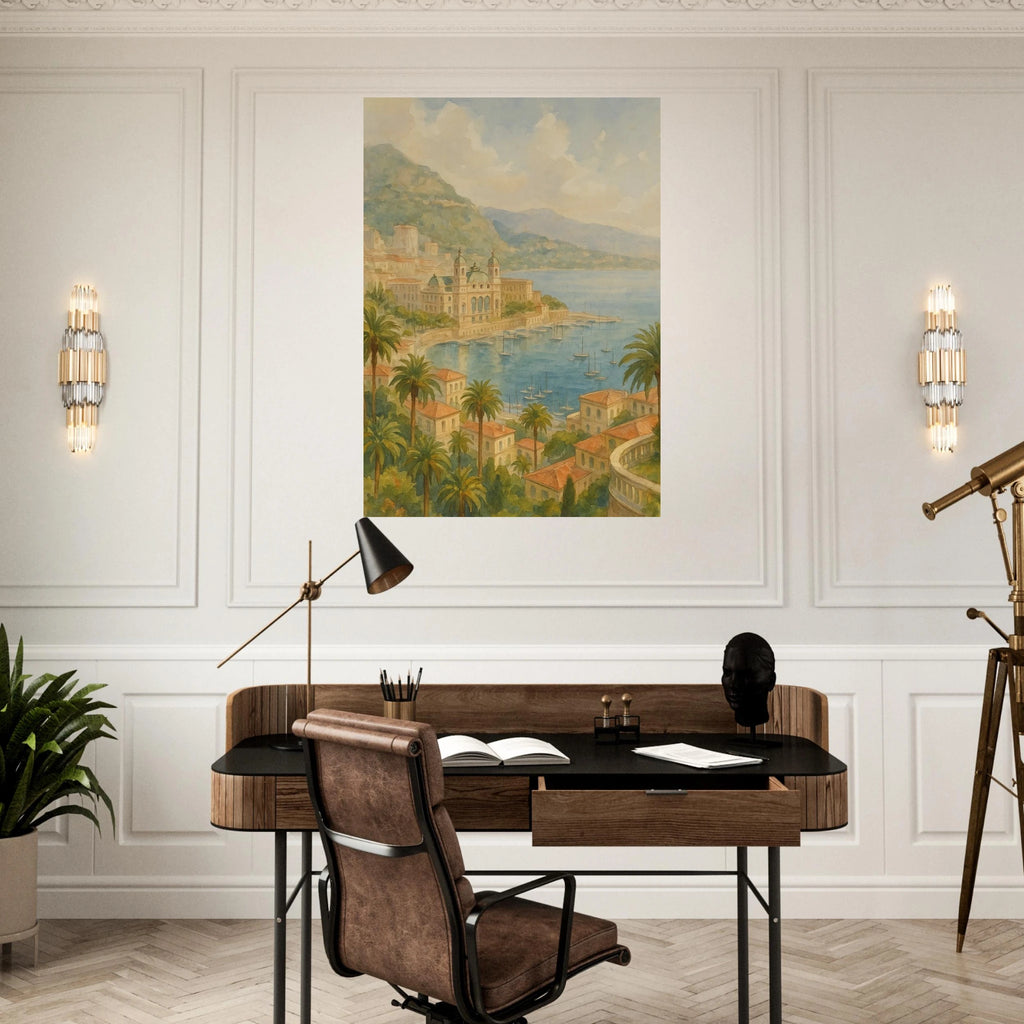 Mediterranean Harbor and Monaco Poster - Calda Design Studio