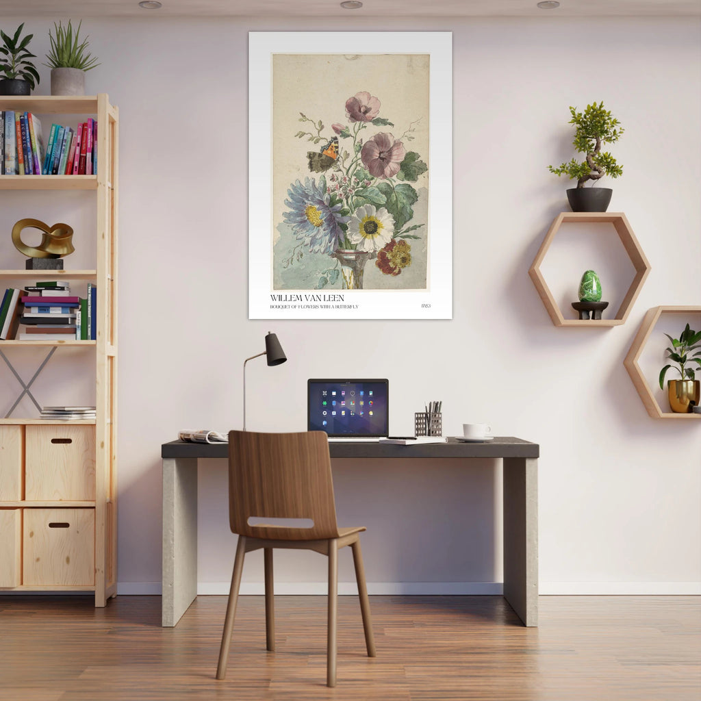 Bouquet of flowers with butterfly Poster - Calda Design Studio