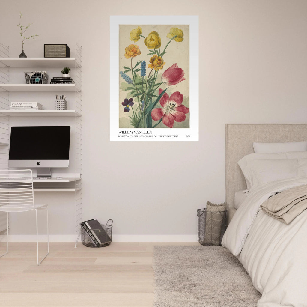 Boeket van tulpen vlooties Poster - Calda Design Studio