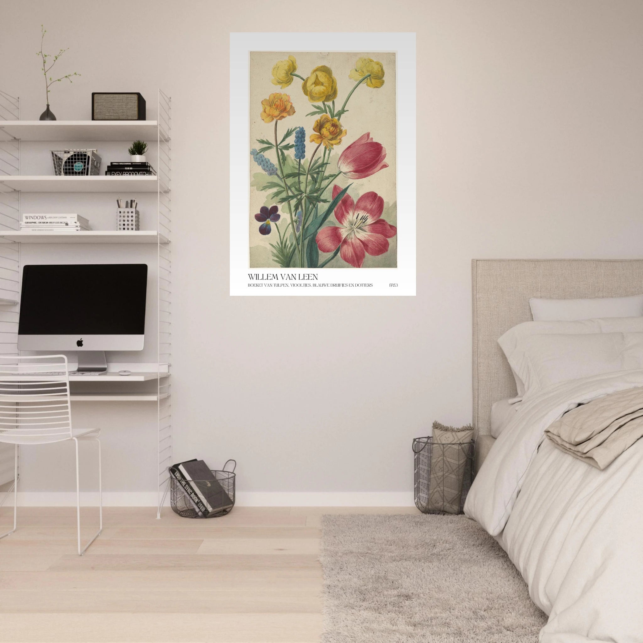 Boeket van tulpen vlooties Poster - Calda Design Studio