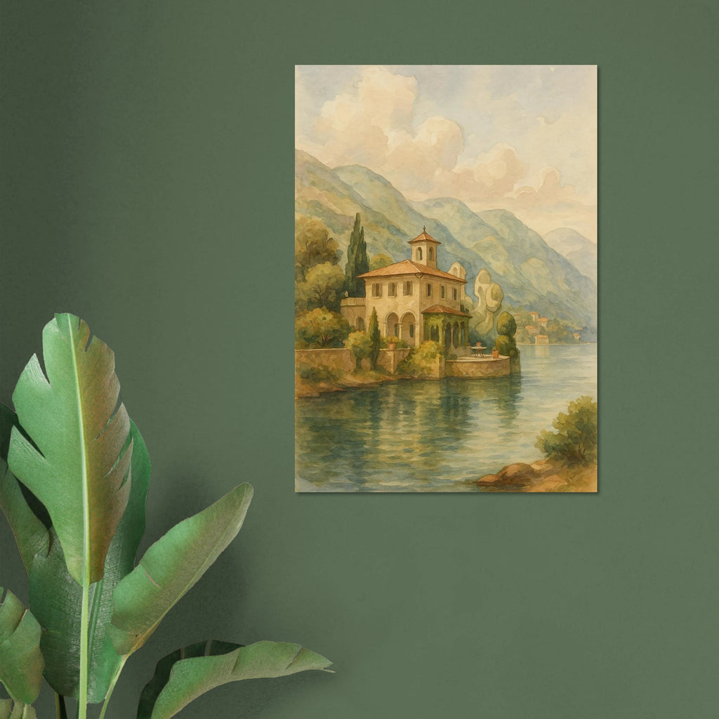 Lakeside Villa in Serene Landscape Poster - Calda Design Studio