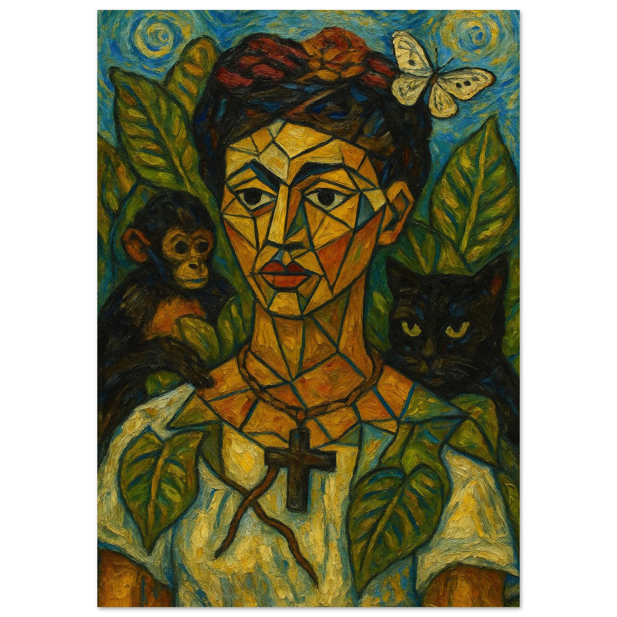 Cubist Portrait with Animals - Calda Design Studio