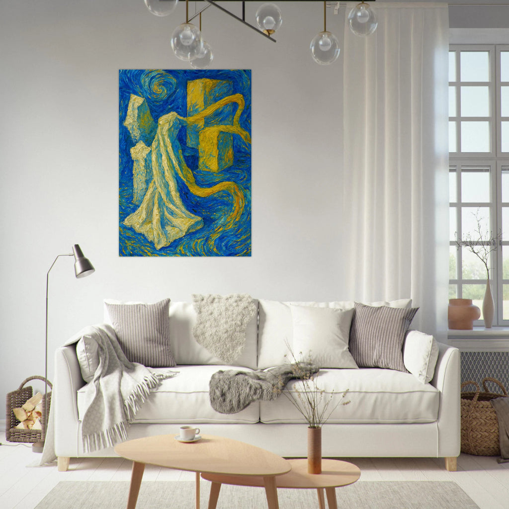 Swirling Blues and Bold Yellows Poster - Calda Design Studio
