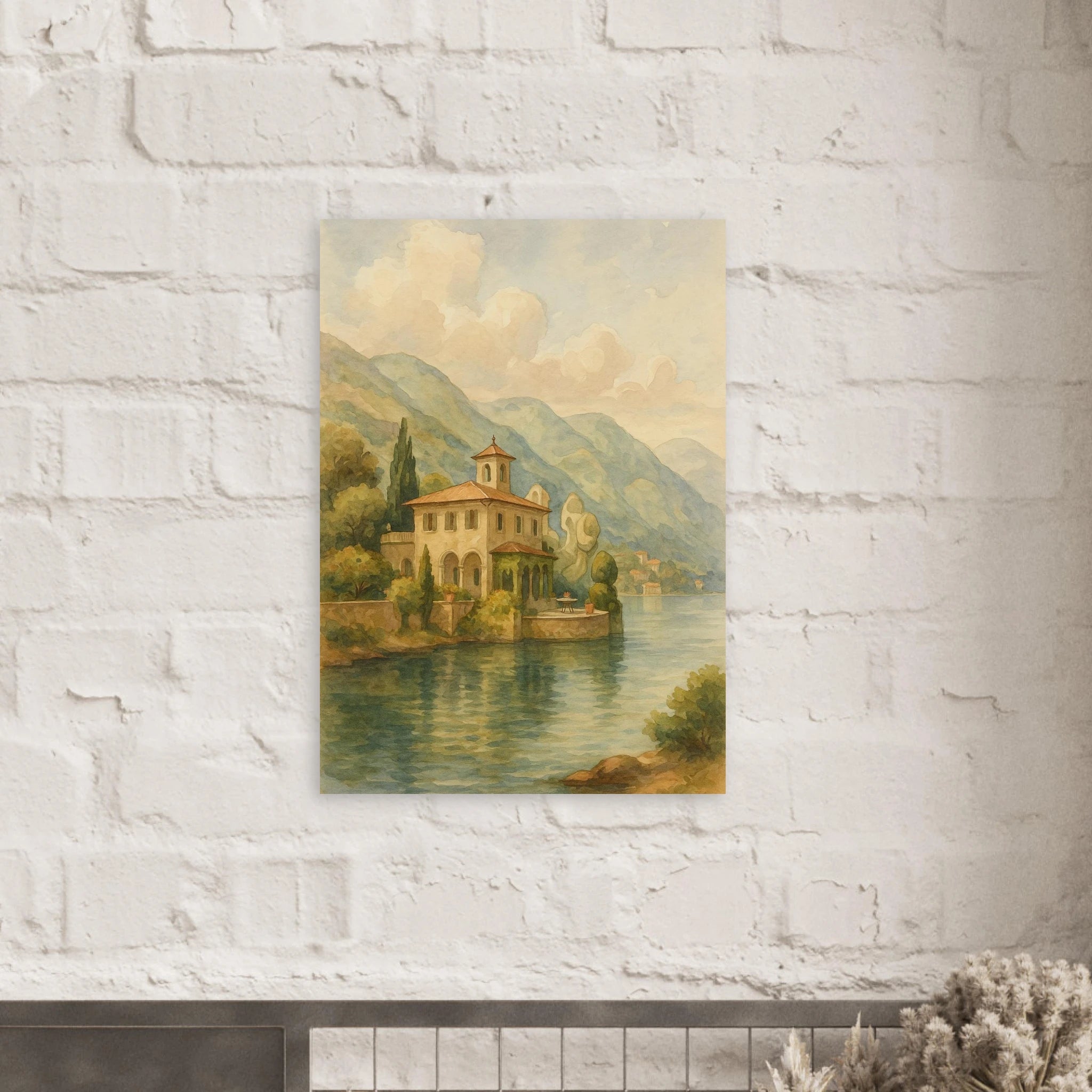 Lakeside Villa in Serene Landscape Poster - Calda Design Studio