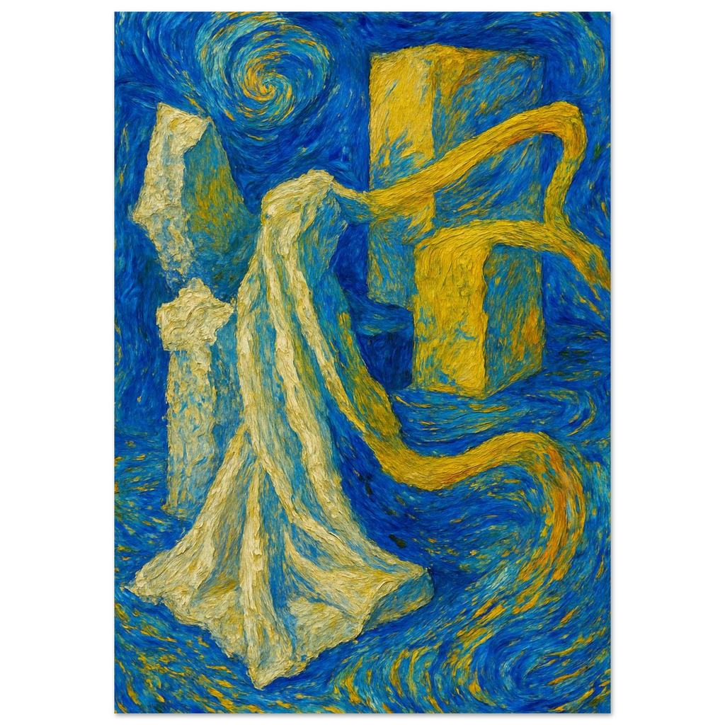 Swirling Blues and Bold Yellows Poster - Calda Design Studio