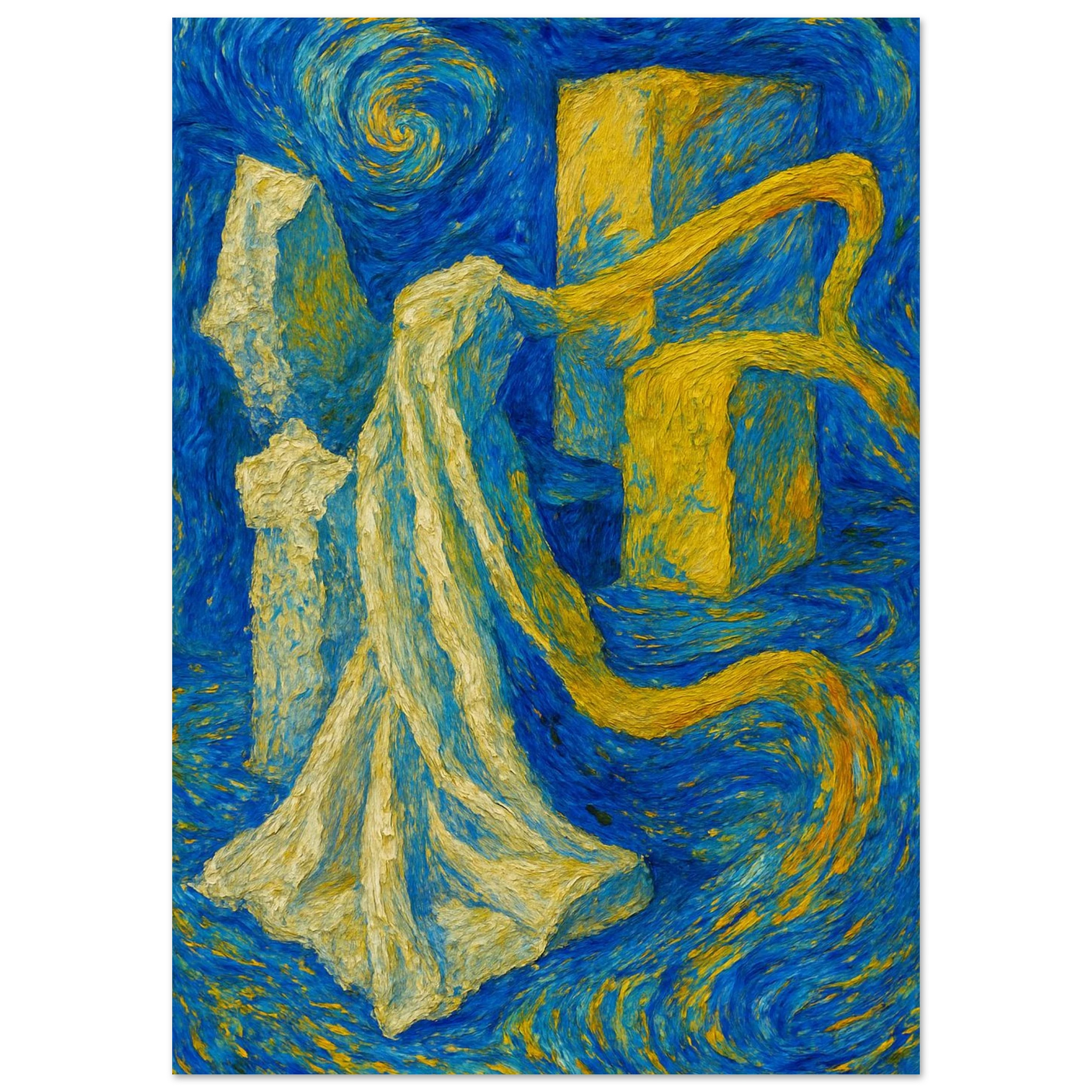 Swirling Blues and Bold Yellows Poster - Calda Design Studio