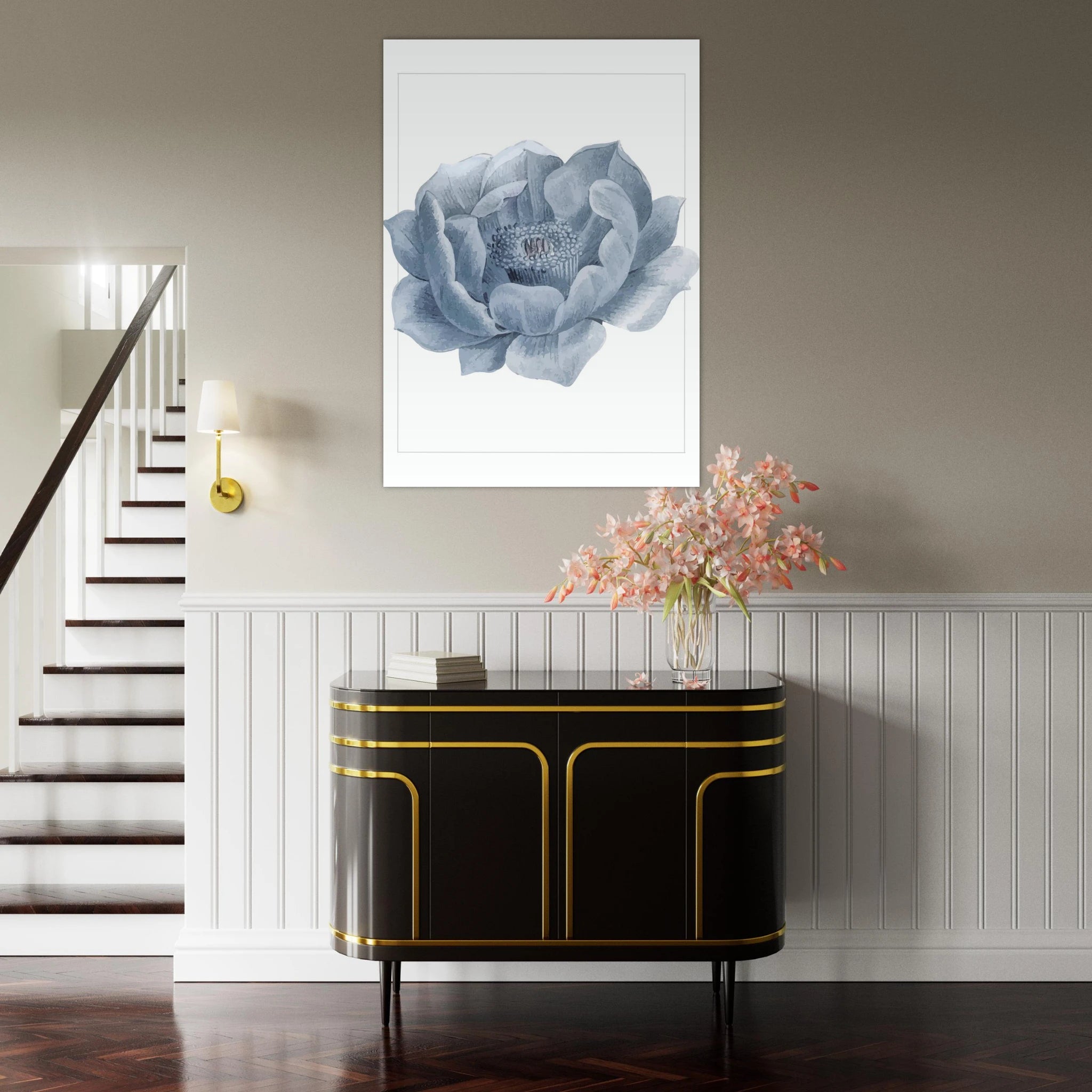 Blue Abstract Flower Poster - Calda Design Studio