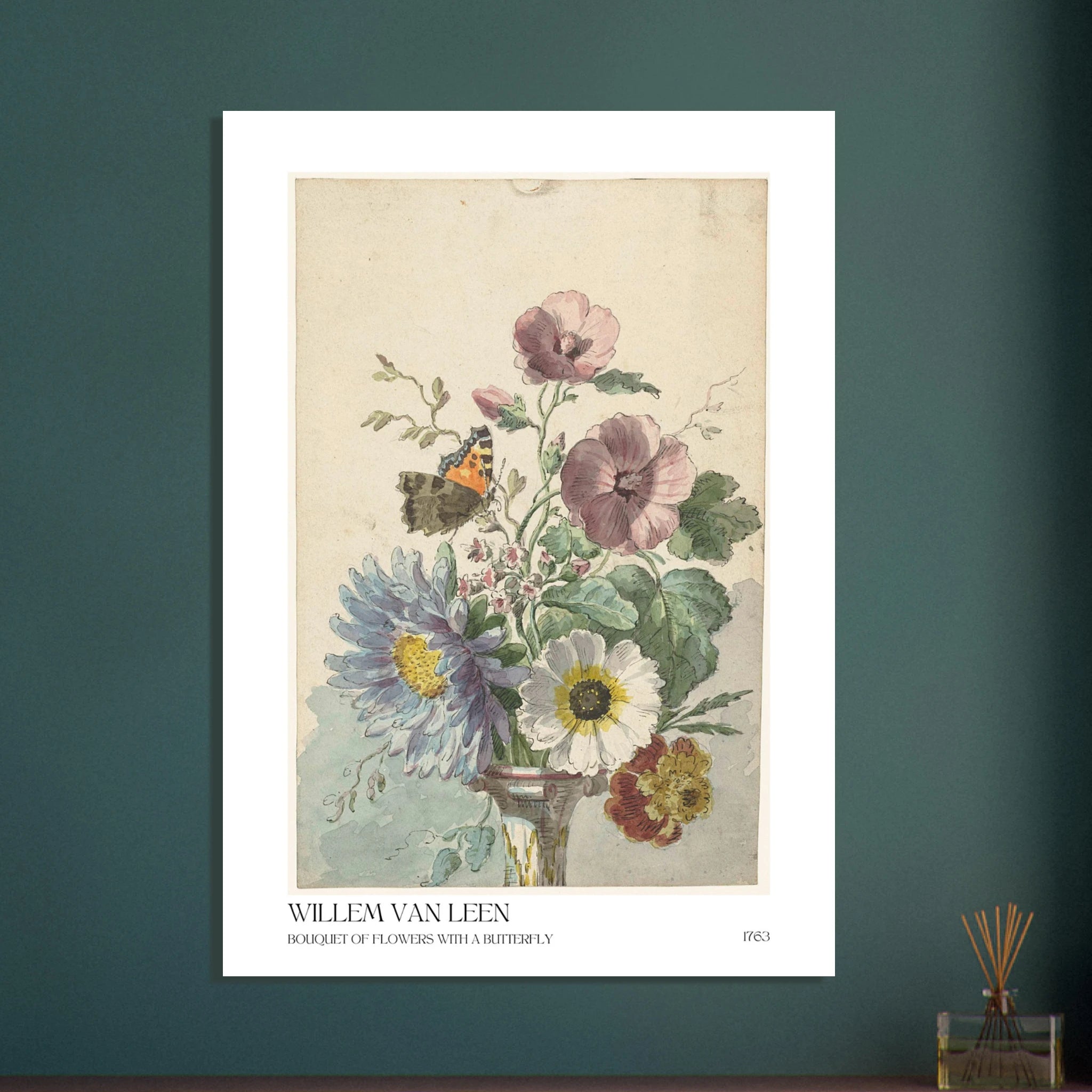 Bouquet of flowers with butterfly Poster - Calda Design Studio