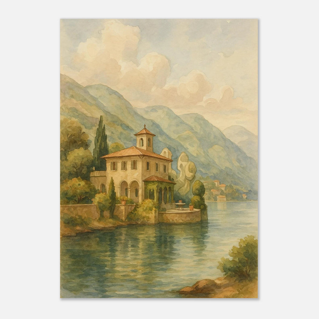 Lakeside Villa in Serene Landscape Poster - Calda Design Studio