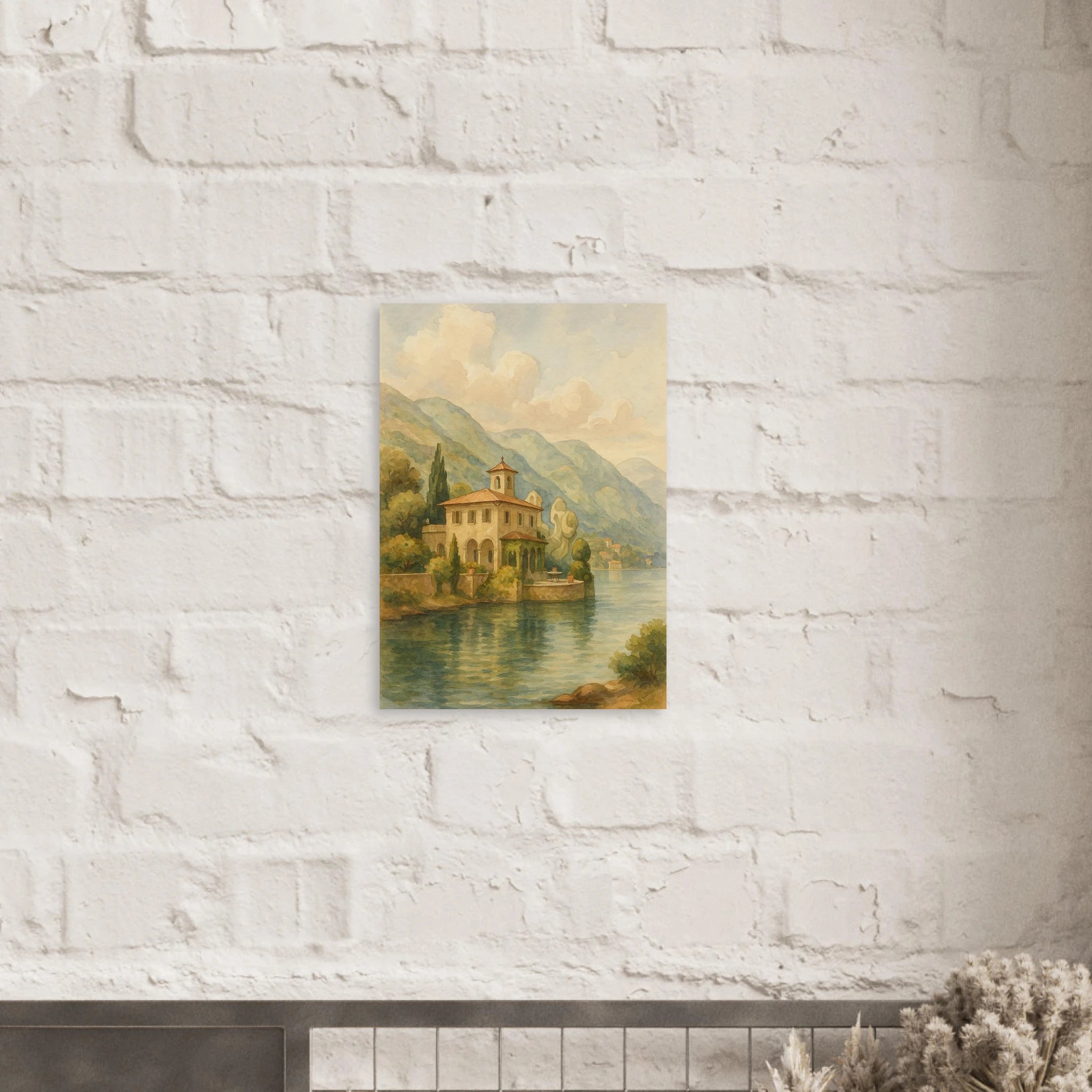 Lakeside Villa in Serene Landscape Poster - Calda Design Studio