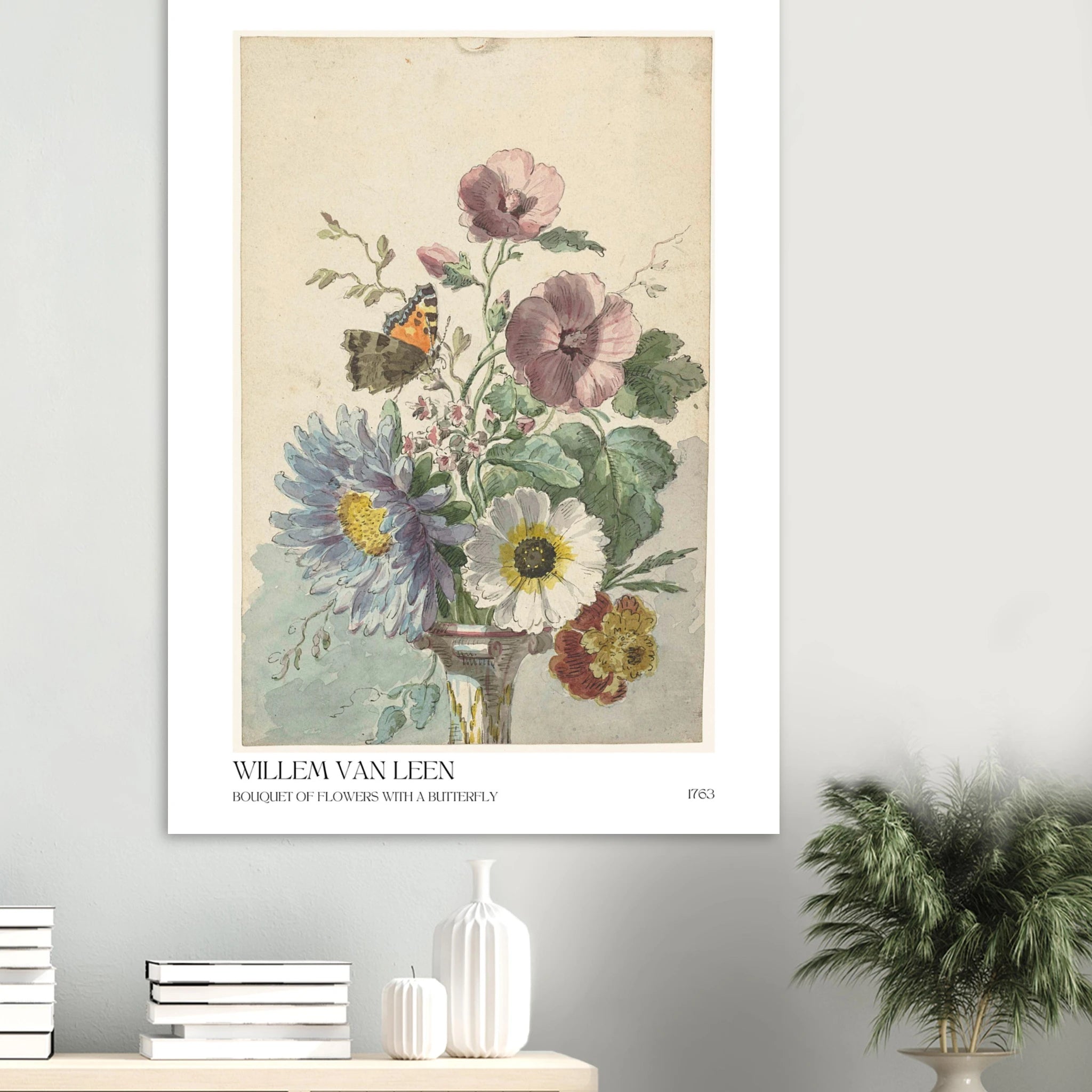 Bouquet of flowers with butterfly Poster - Calda Design Studio