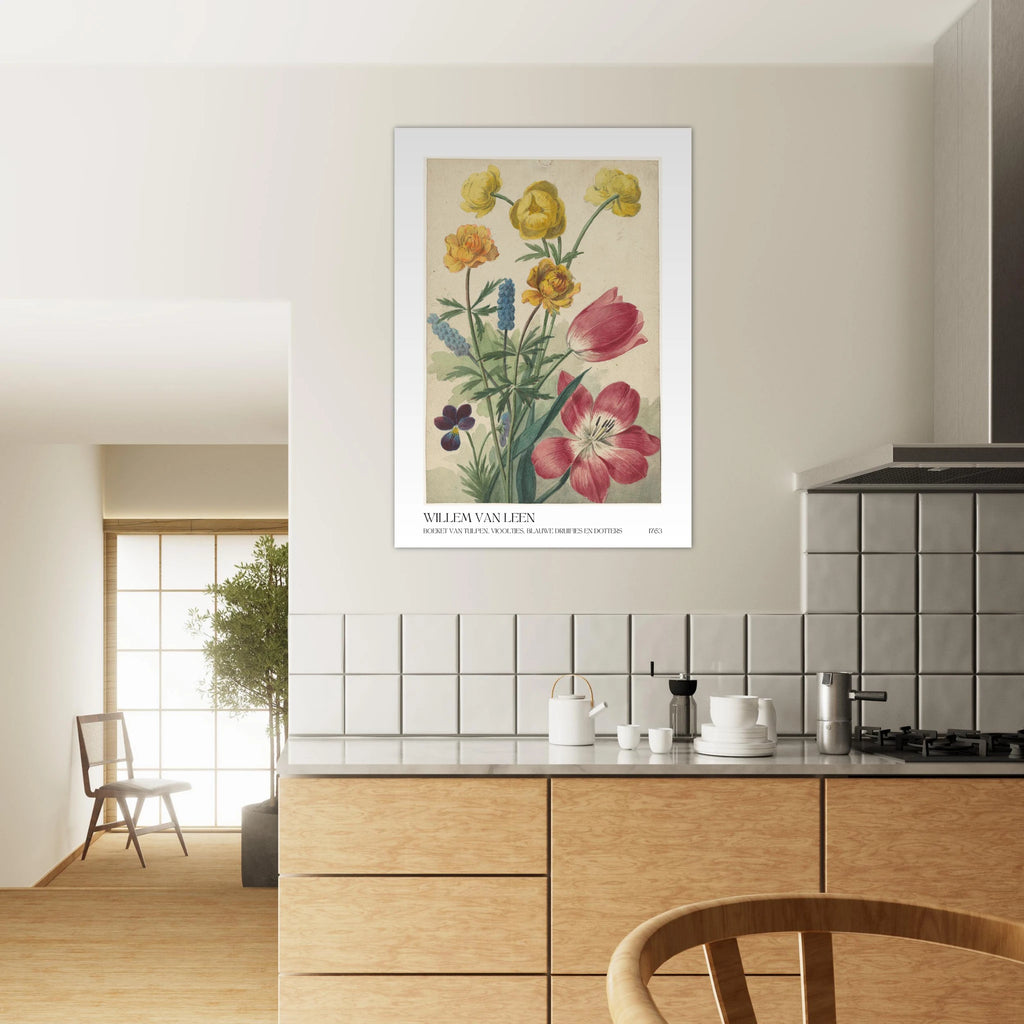 Boeket van tulpen vlooties Poster - Calda Design Studio