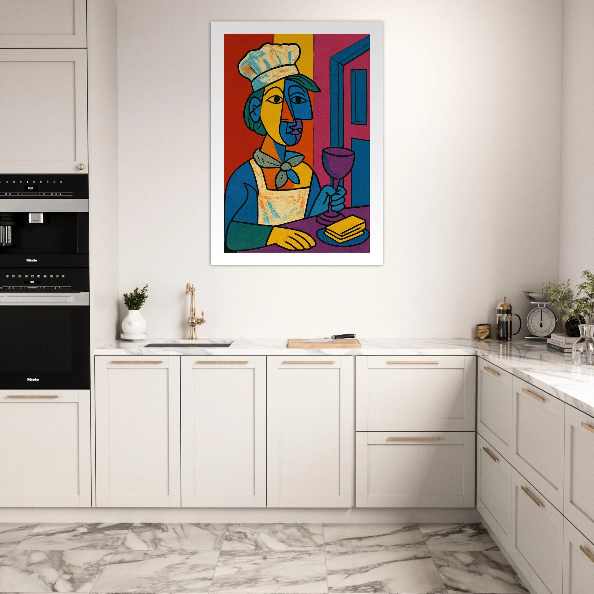 Cubist Pop Art Chef Portrait Poster - Calda Design Studio