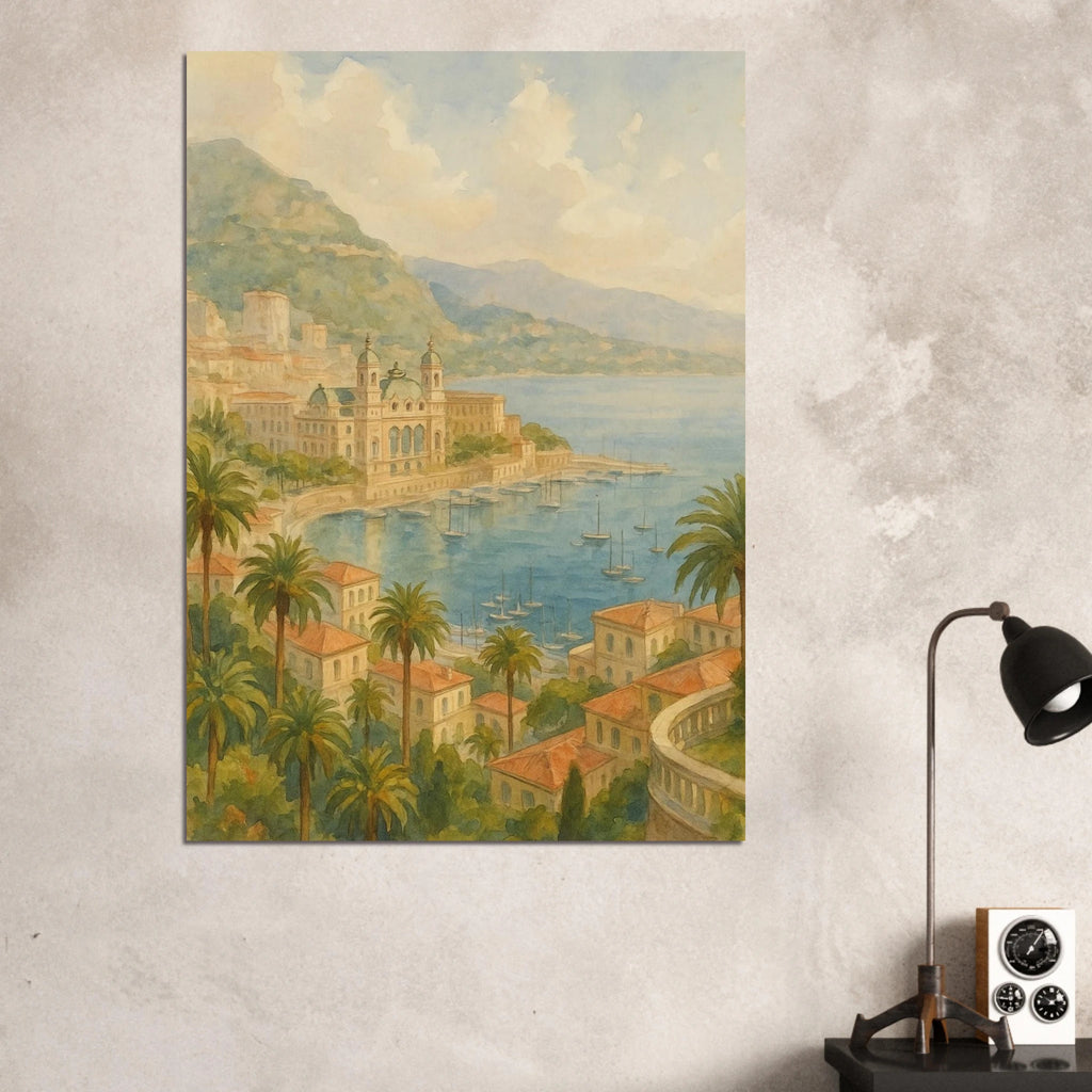 Mediterranean Harbor and Monaco Poster - Calda Design Studio