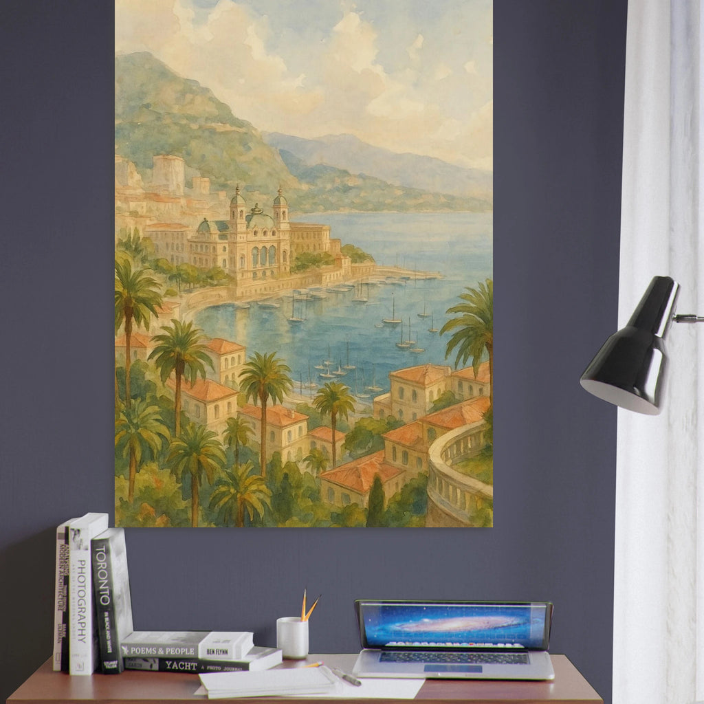 Mediterranean Harbor and Monaco Poster - Calda Design Studio