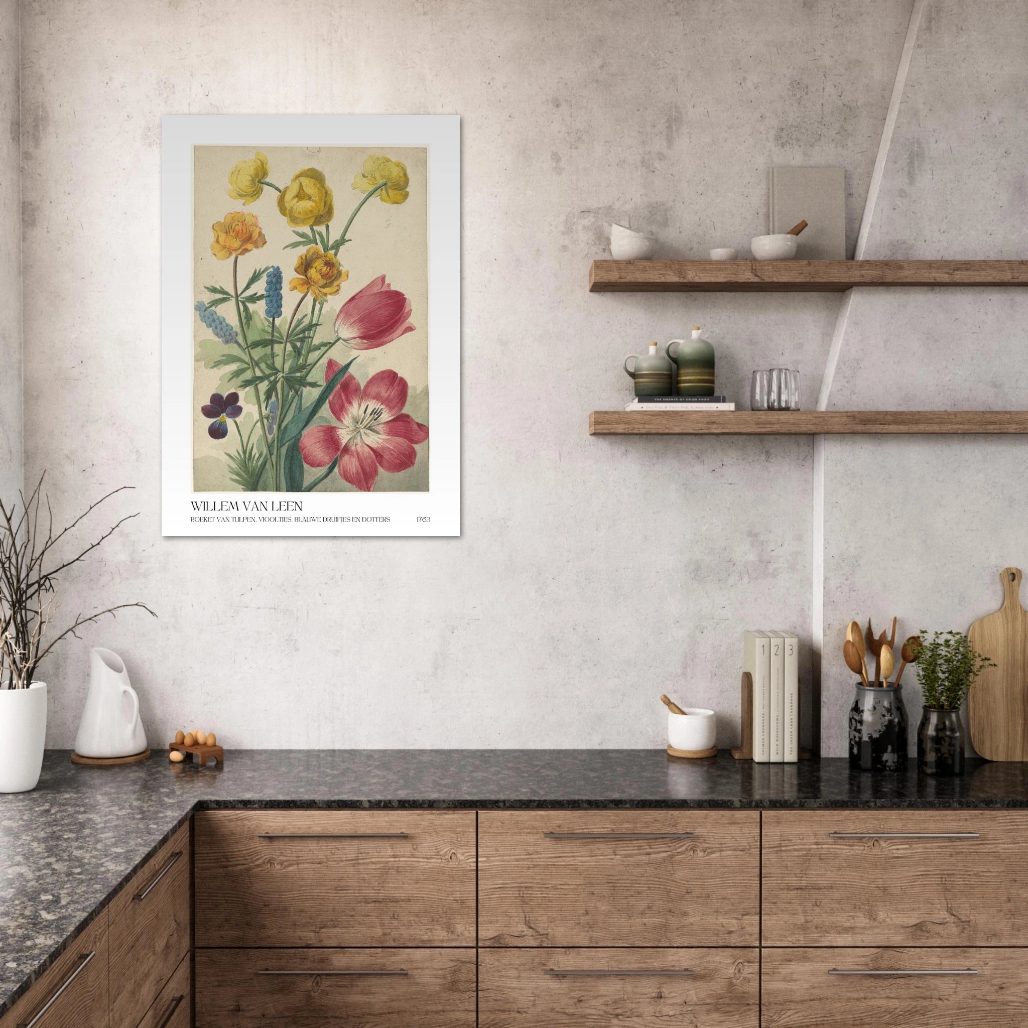 Boeket van tulpen vlooties Poster - Calda Design Studio