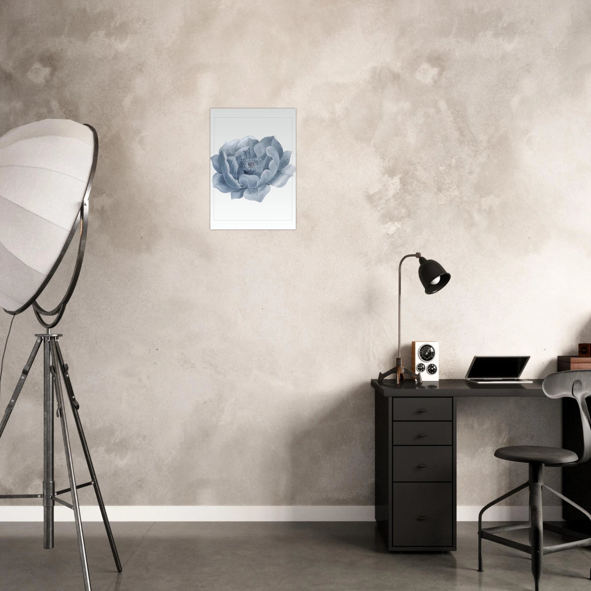 Blue Abstract Flower Poster - Calda Design Studio