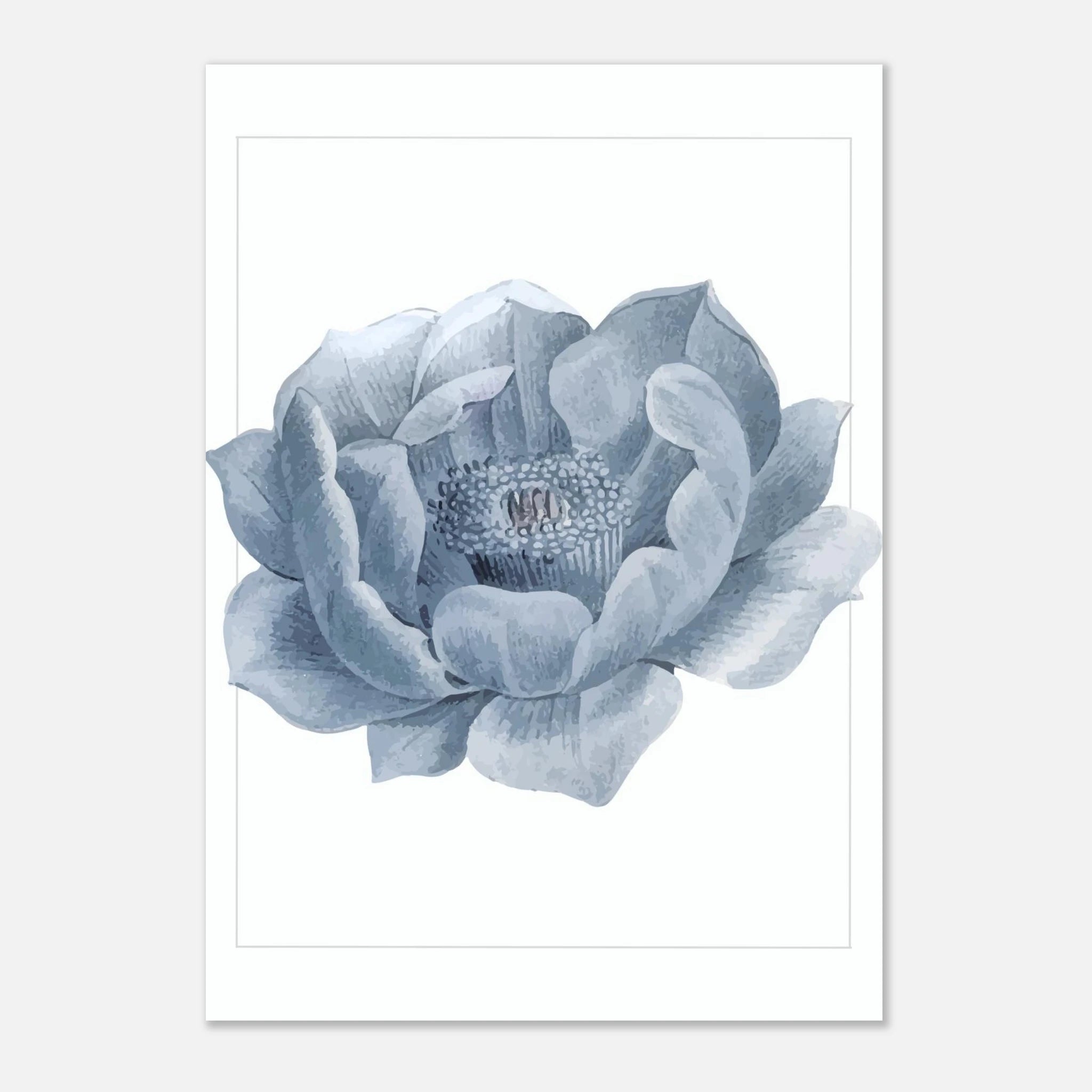 Blue Abstract Flower Poster - Calda Design Studio