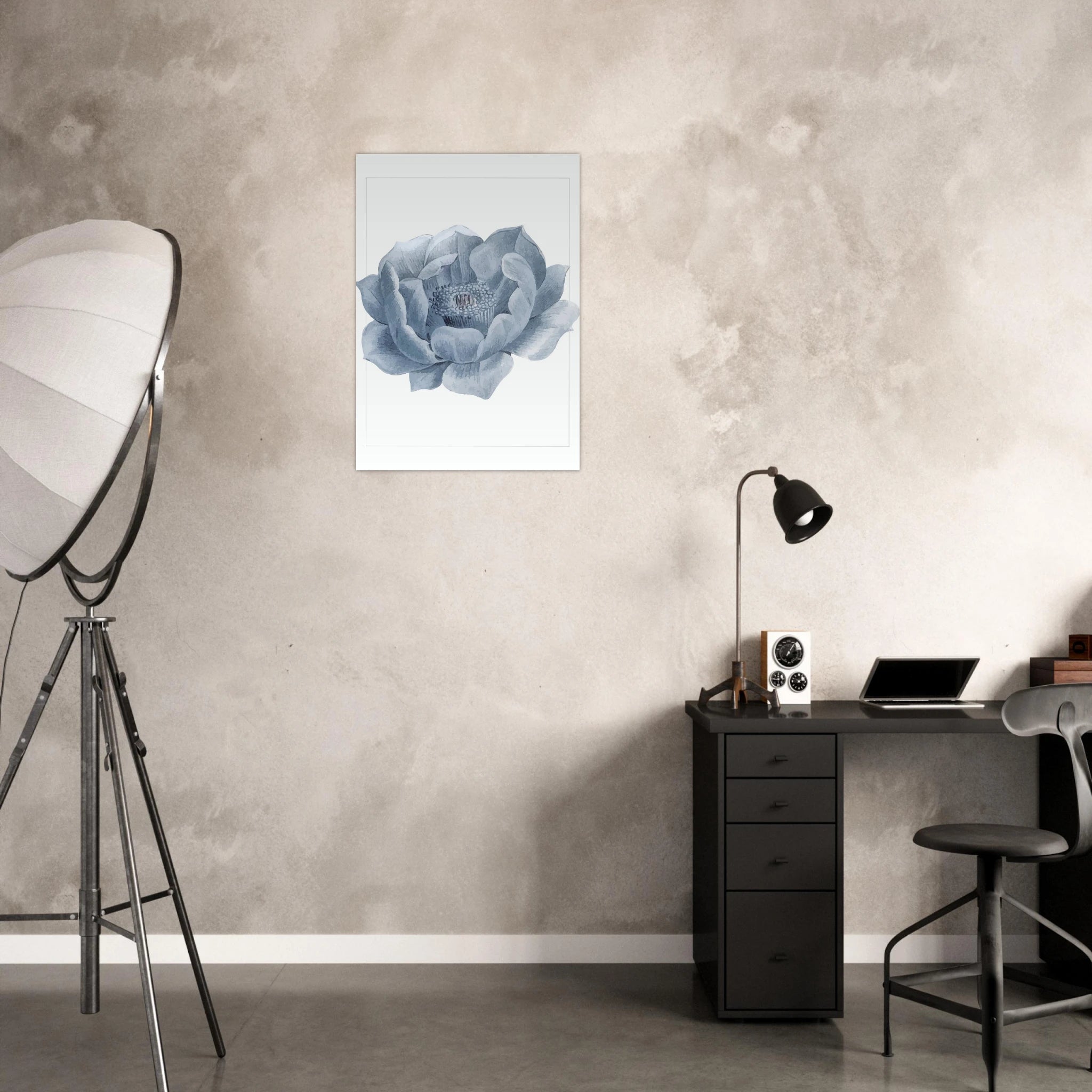 Blue Abstract Flower Poster - Calda Design Studio