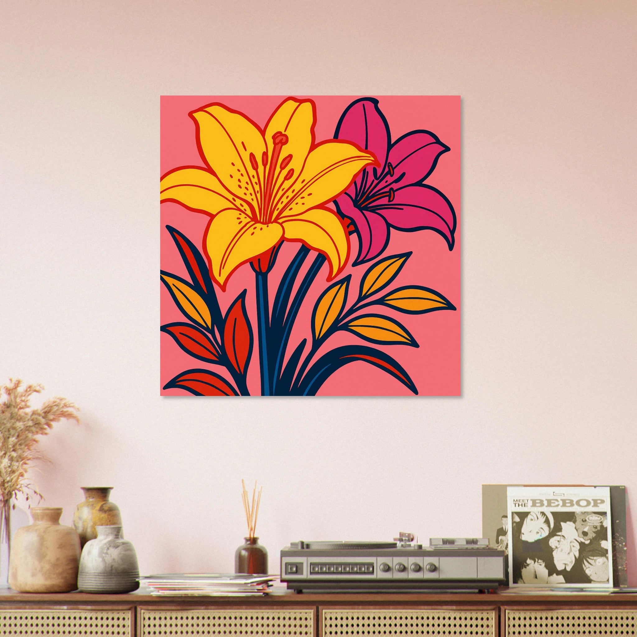 Vibrant Pop Art Lily Blossoms Poster - Calda Design Studio