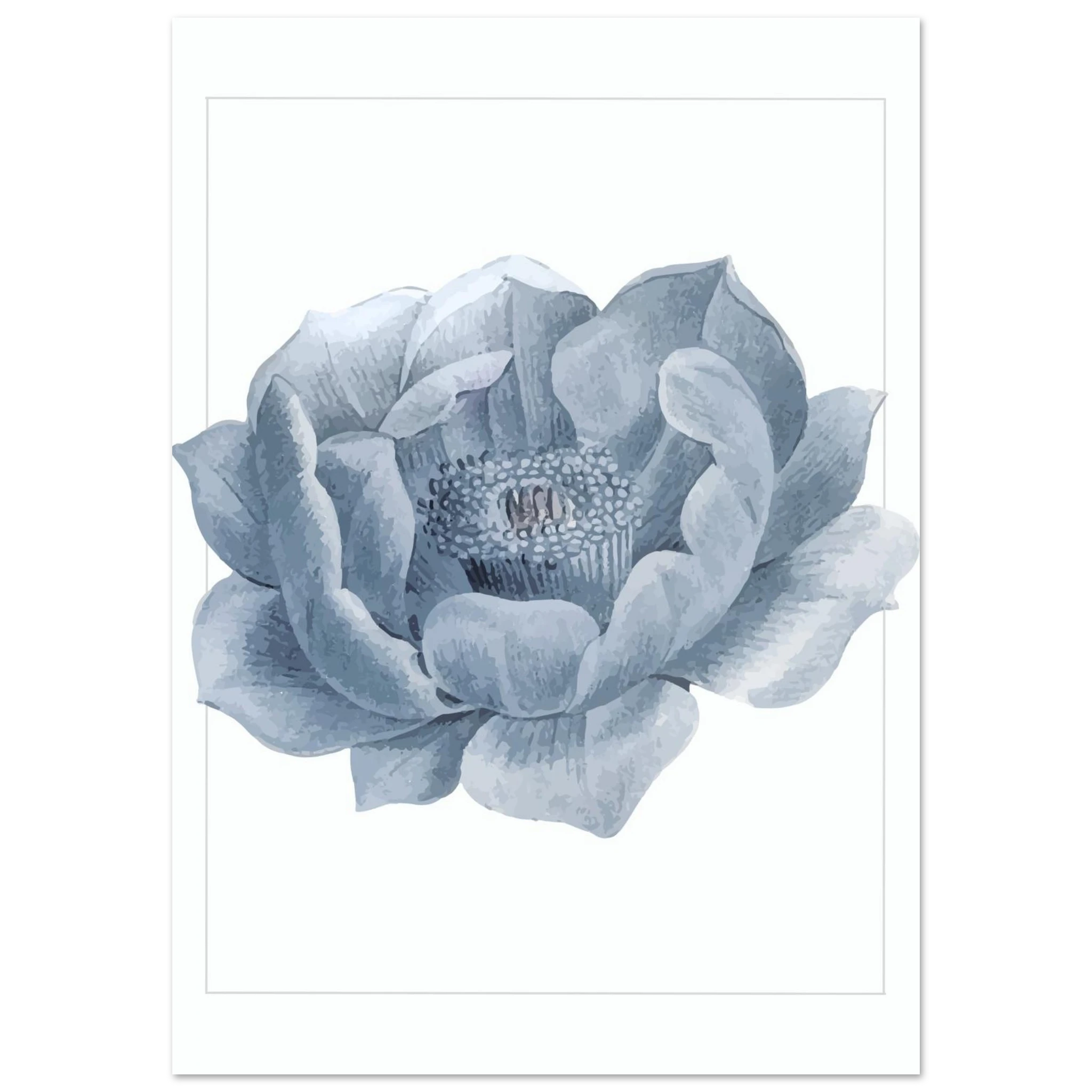 Blue Abstract Flower Poster - Calda Design Studio