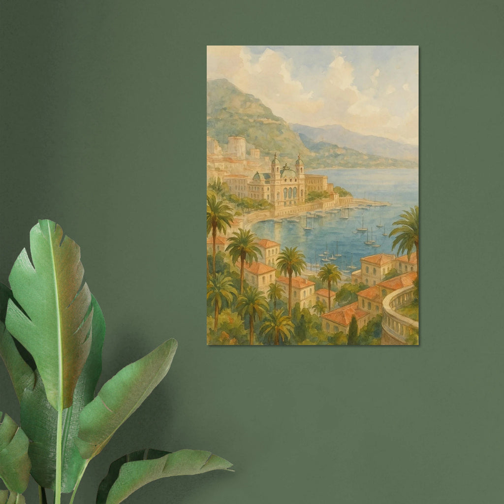 Mediterranean Harbor and Monaco Poster - Calda Design Studio