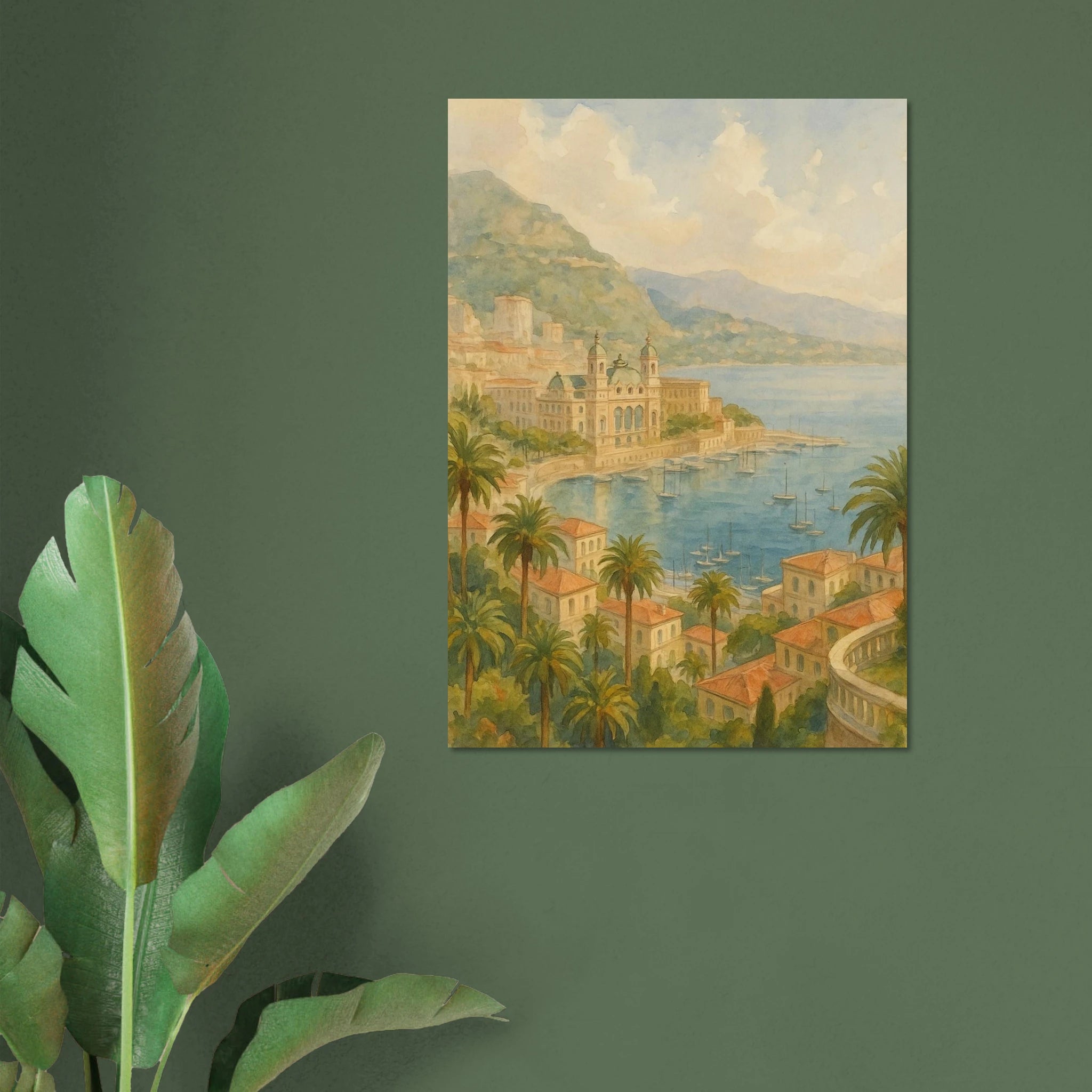 Mediterranean Harbor and Monaco Poster - Calda Design Studio