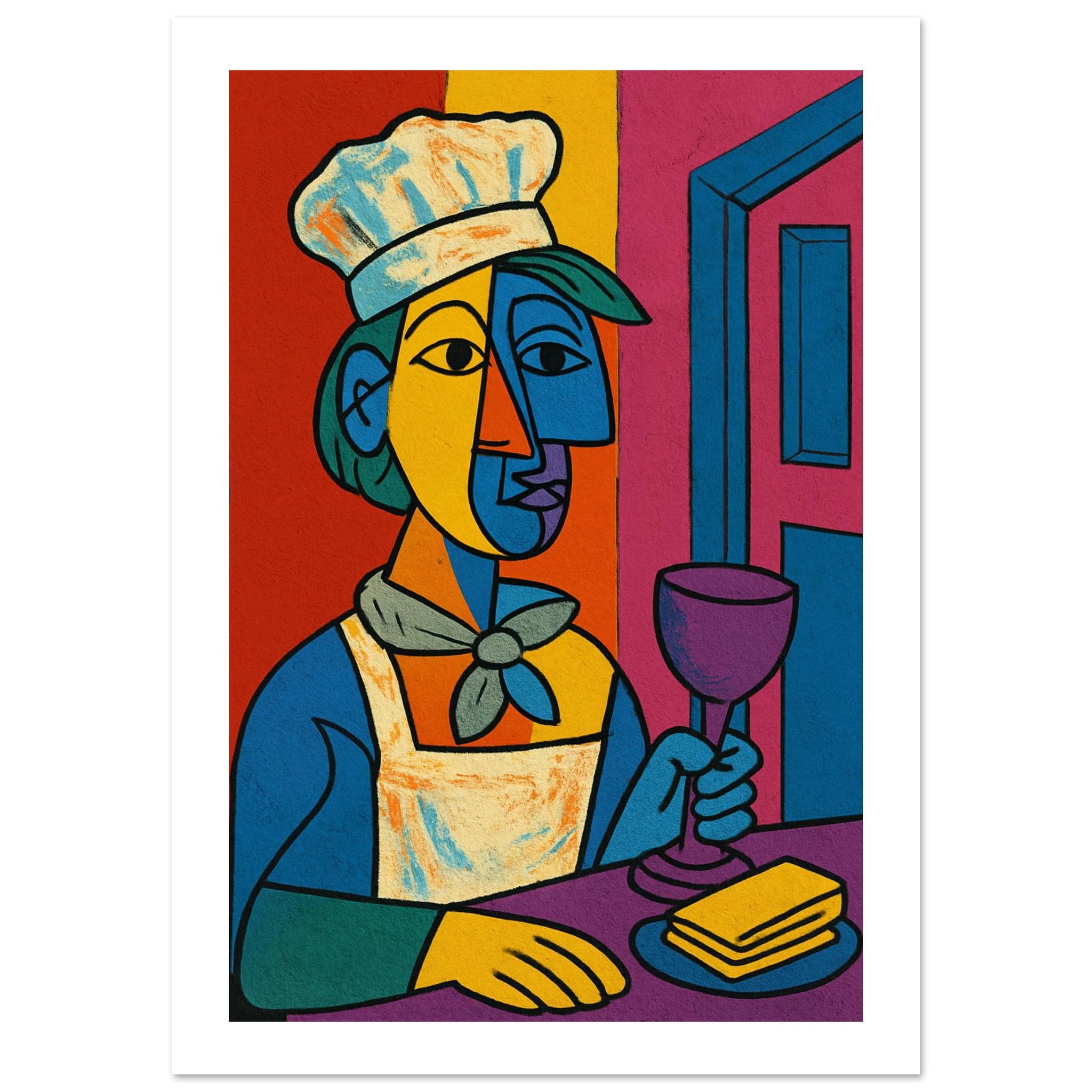 Cubist Pop Art Chef Portrait Poster - Calda Design Studio