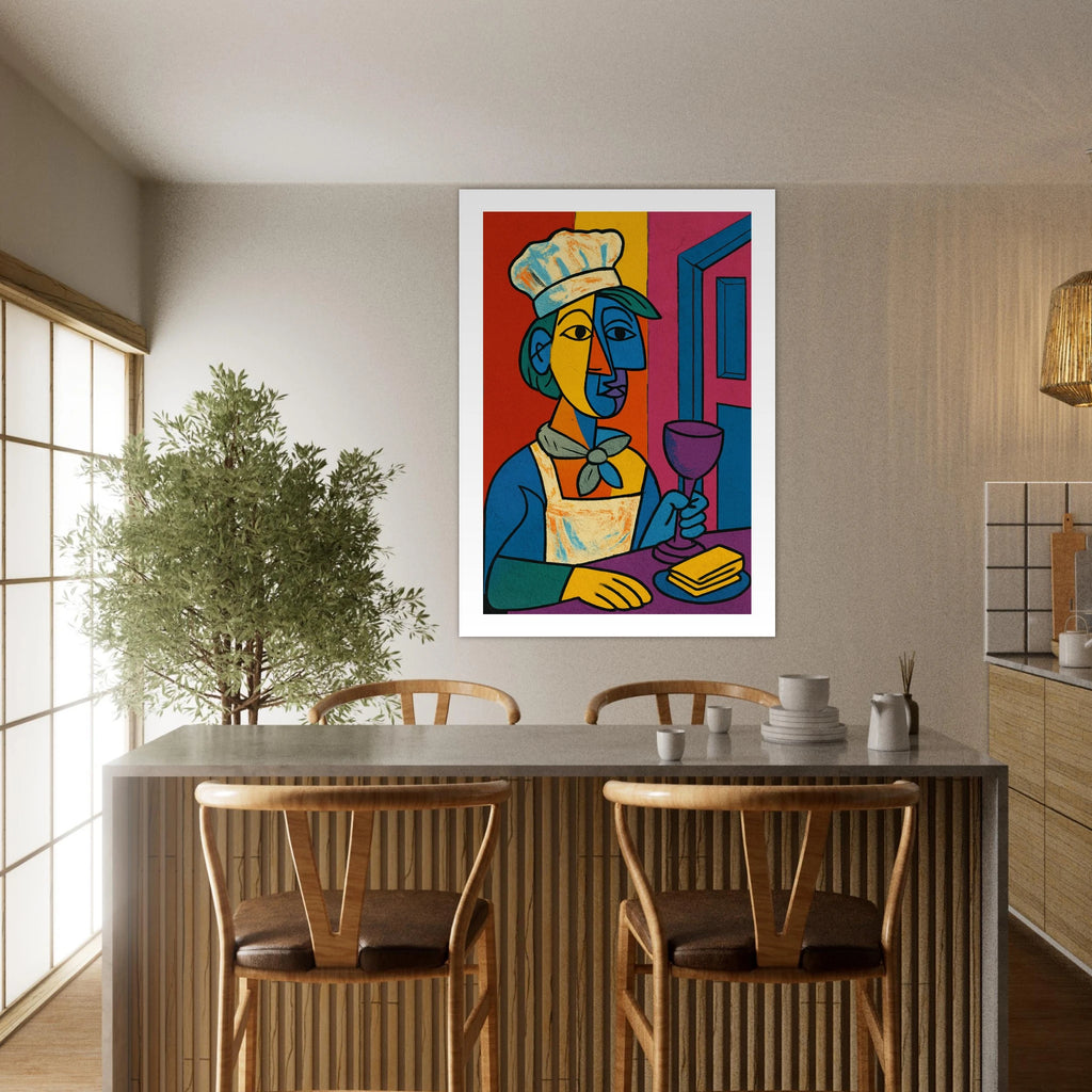 Cubist Pop Art Chef Portrait Poster - Calda Design Studio