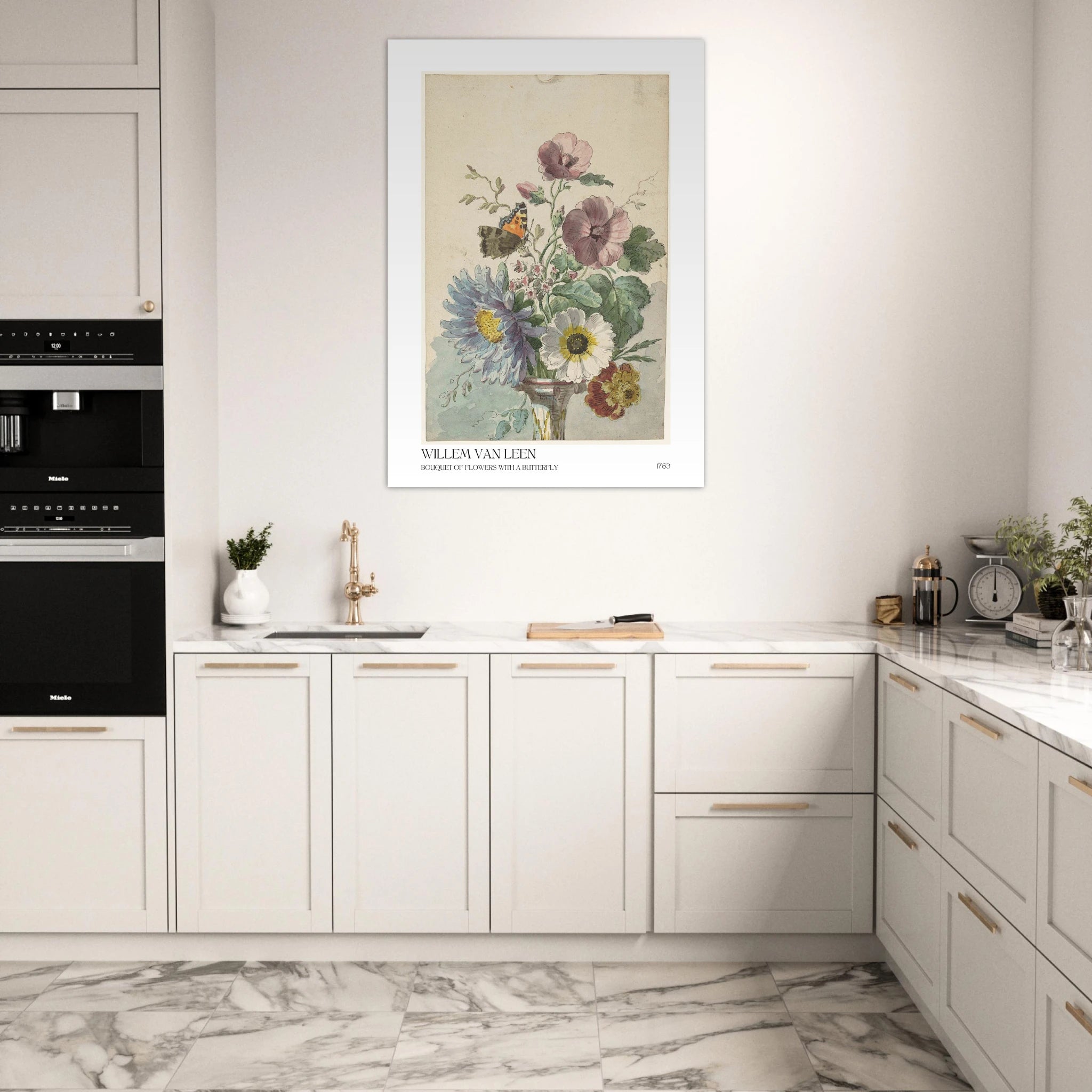 Bouquet of flowers with butterfly Poster - Calda Design Studio