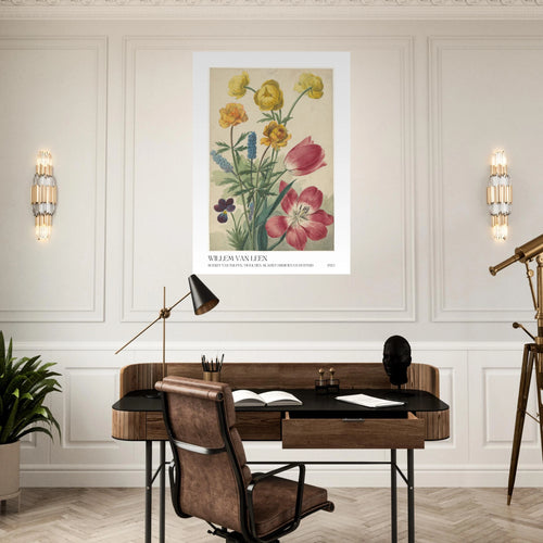 Boeket van tulpen vlooties Poster - Calda Design Studio