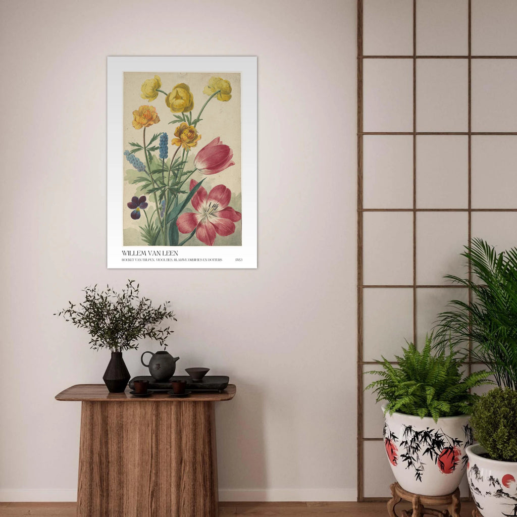 Boeket van tulpen vlooties Poster - Calda Design Studio