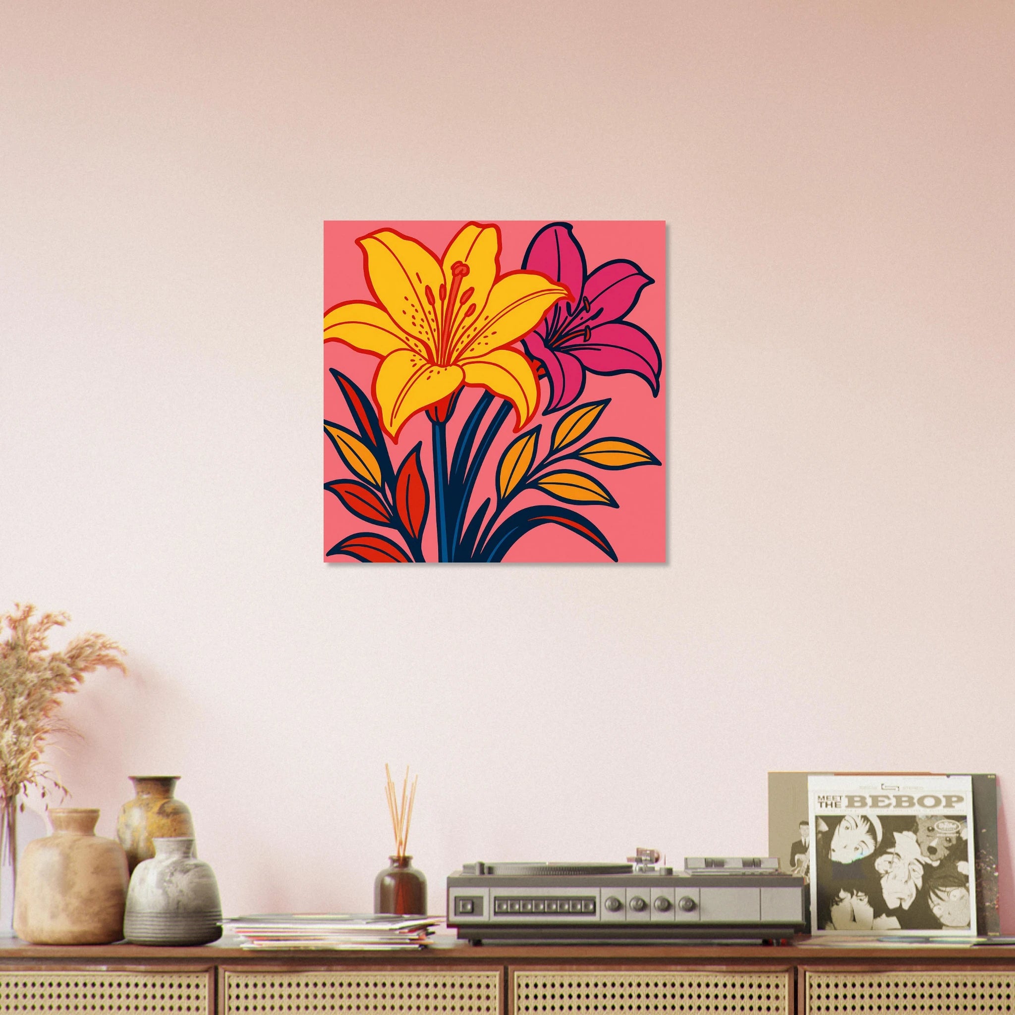 Vibrant Pop Art Lily Blossoms Poster - Calda Design Studio