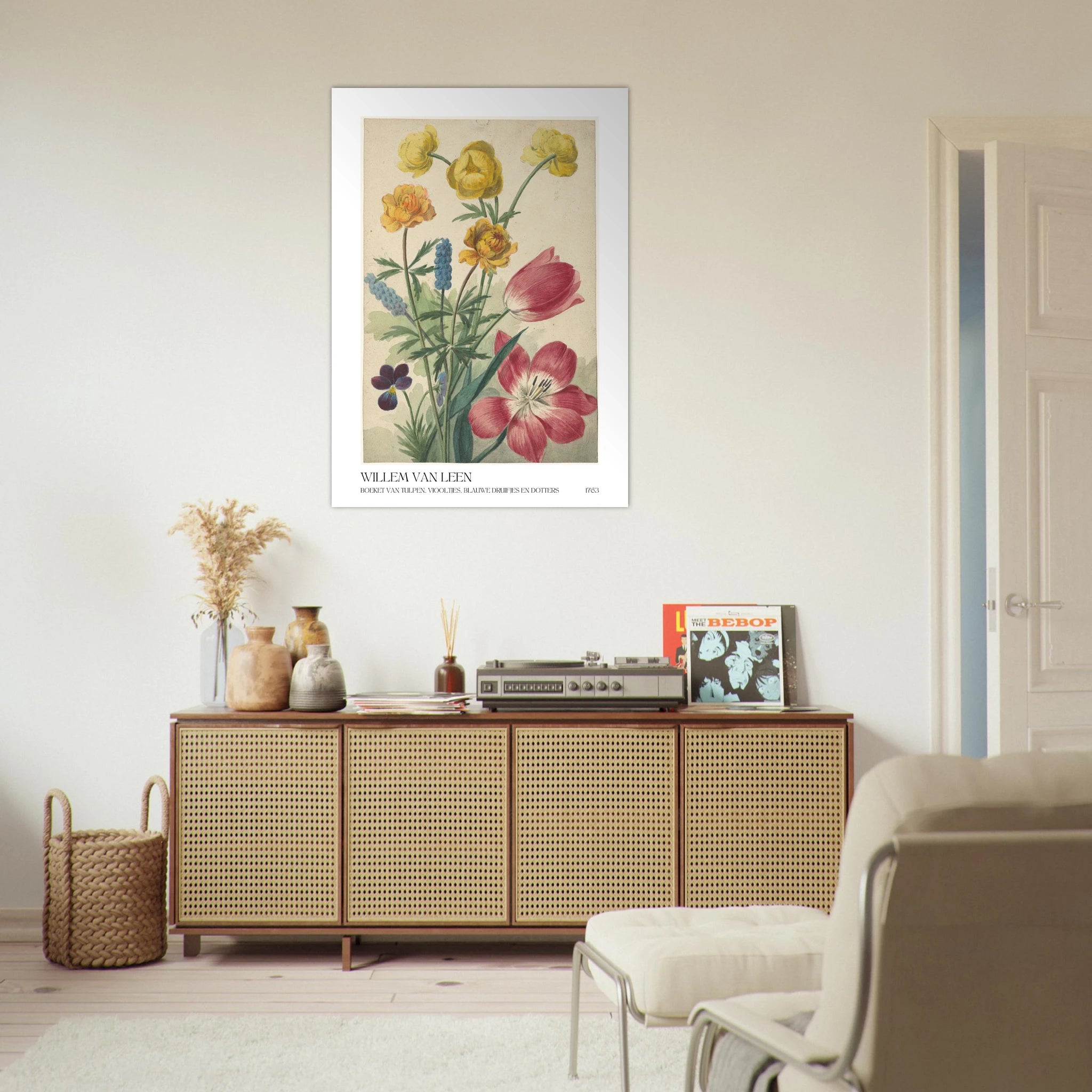 Boeket van tulpen vlooties Poster - Calda Design Studio