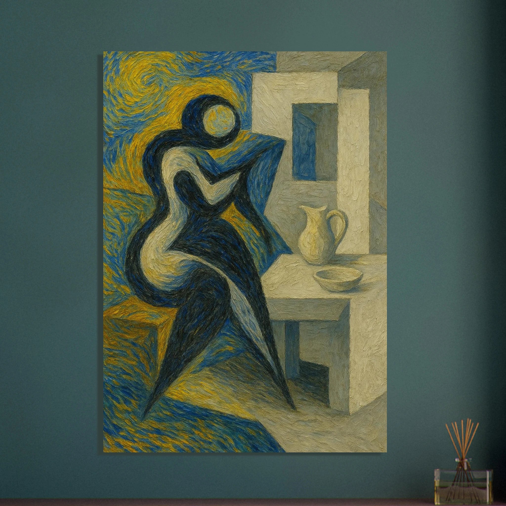 Swirling Energy Meets Geometrics Poster - Calda Design Studio