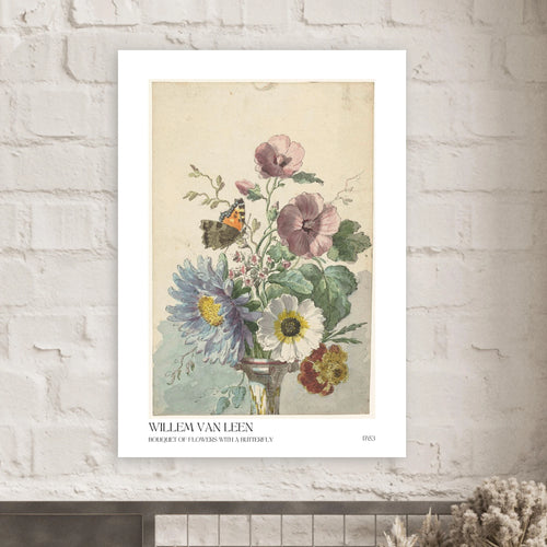 Bouquet of flowers with butterfly Poster - Calda Design Studio