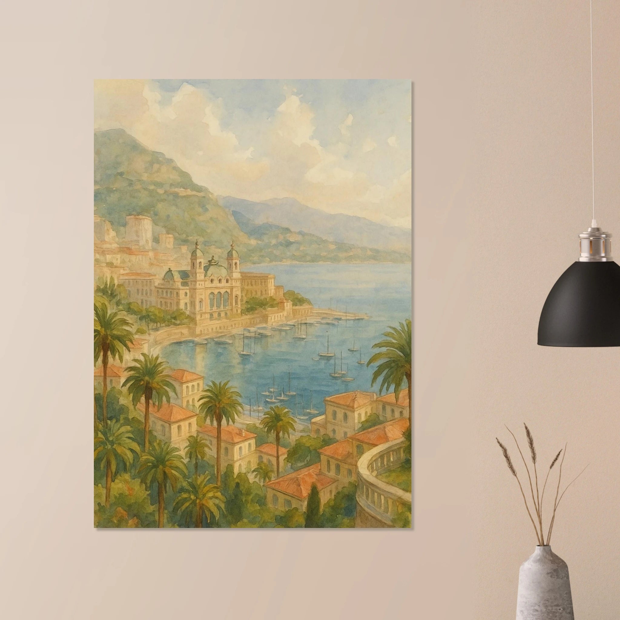 Mediterranean Harbor and Monaco Poster - Calda Design Studio
