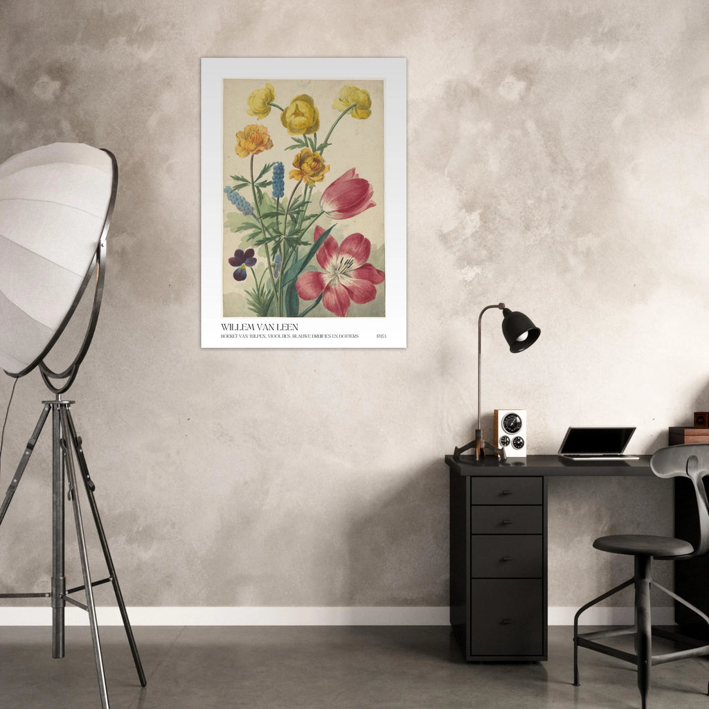 Boeket van tulpen vlooties Poster - Calda Design Studio