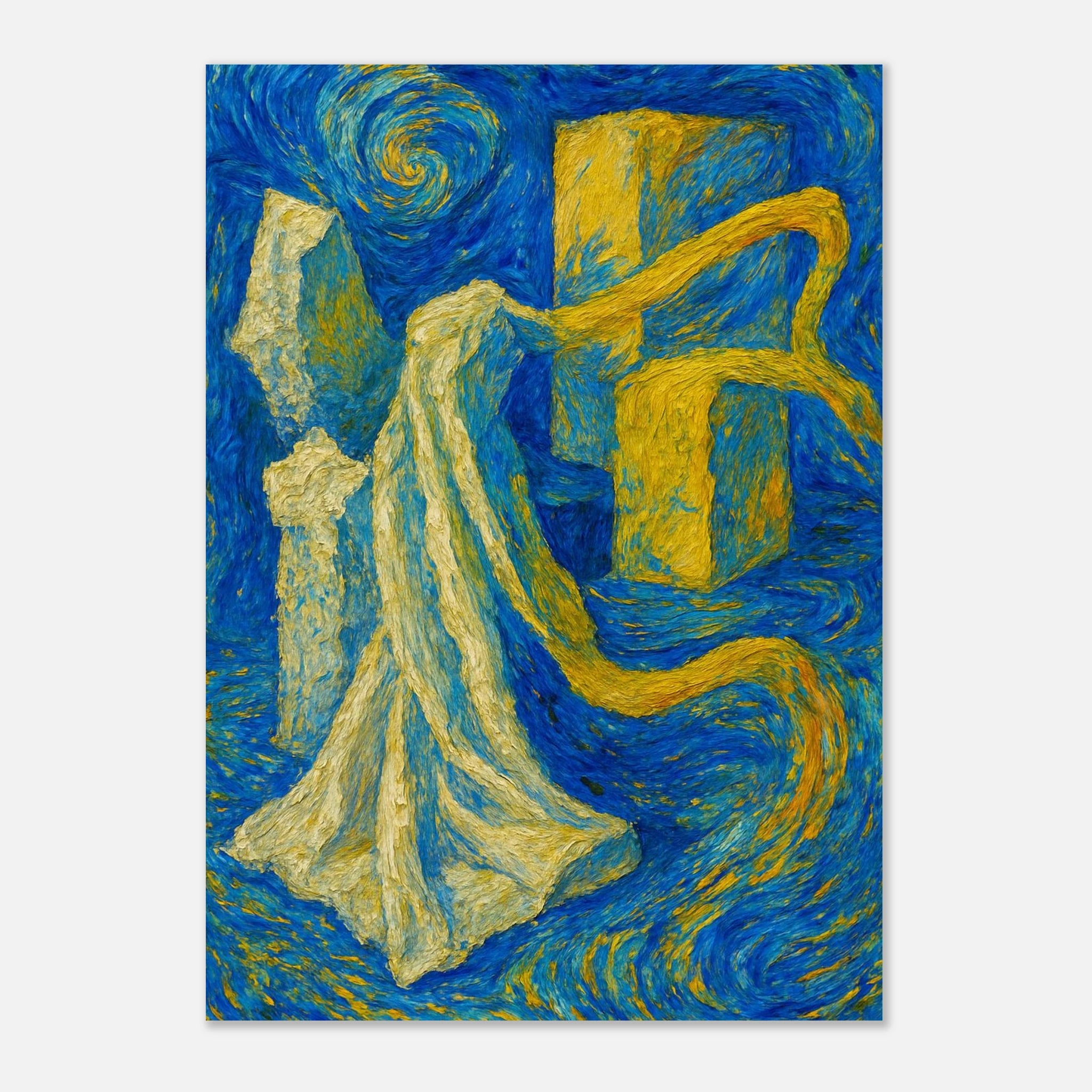 Swirling Blues and Bold Yellows Poster - Calda Design Studio