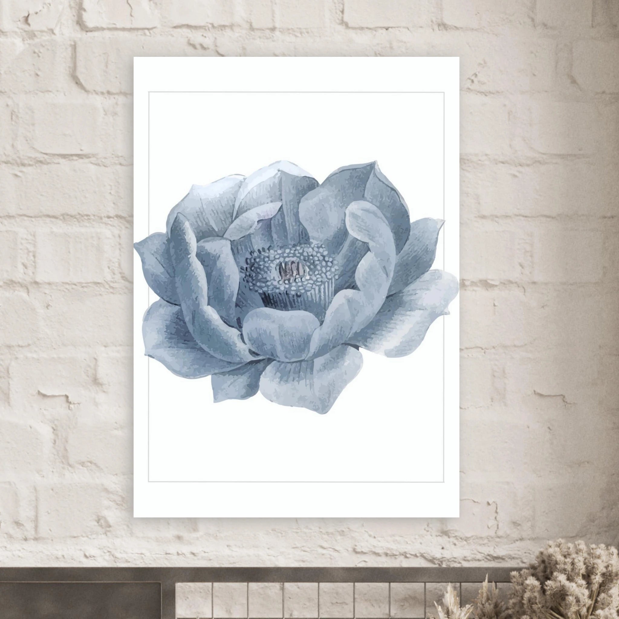 Blue Abstract Flower Poster - Calda Design Studio