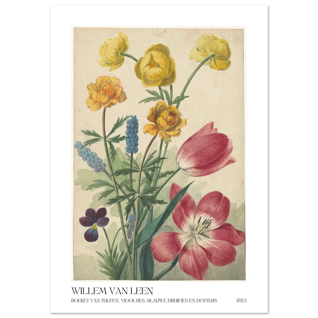 Boeket van tulpen vlooties Poster - Calda Design Studio