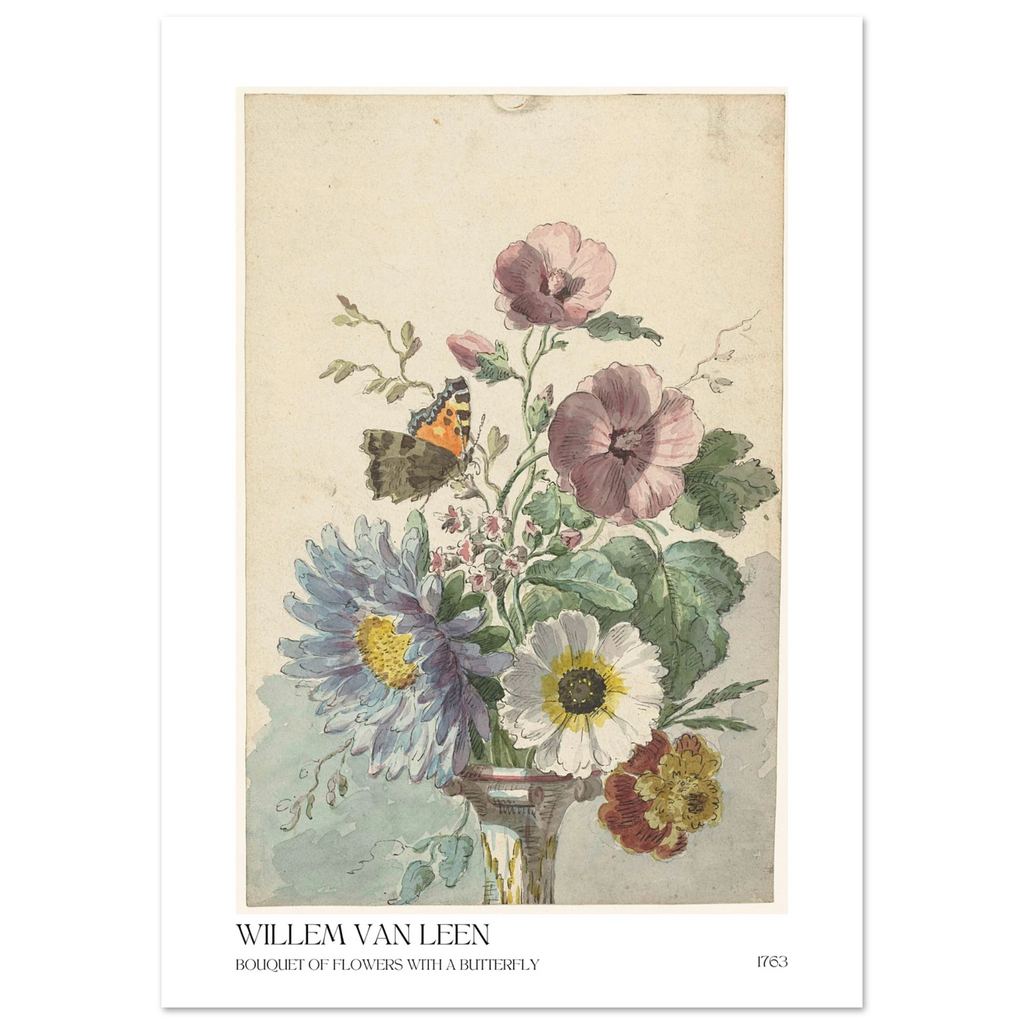 Bouquet of flowers with butterfly Poster - Calda Design Studio
