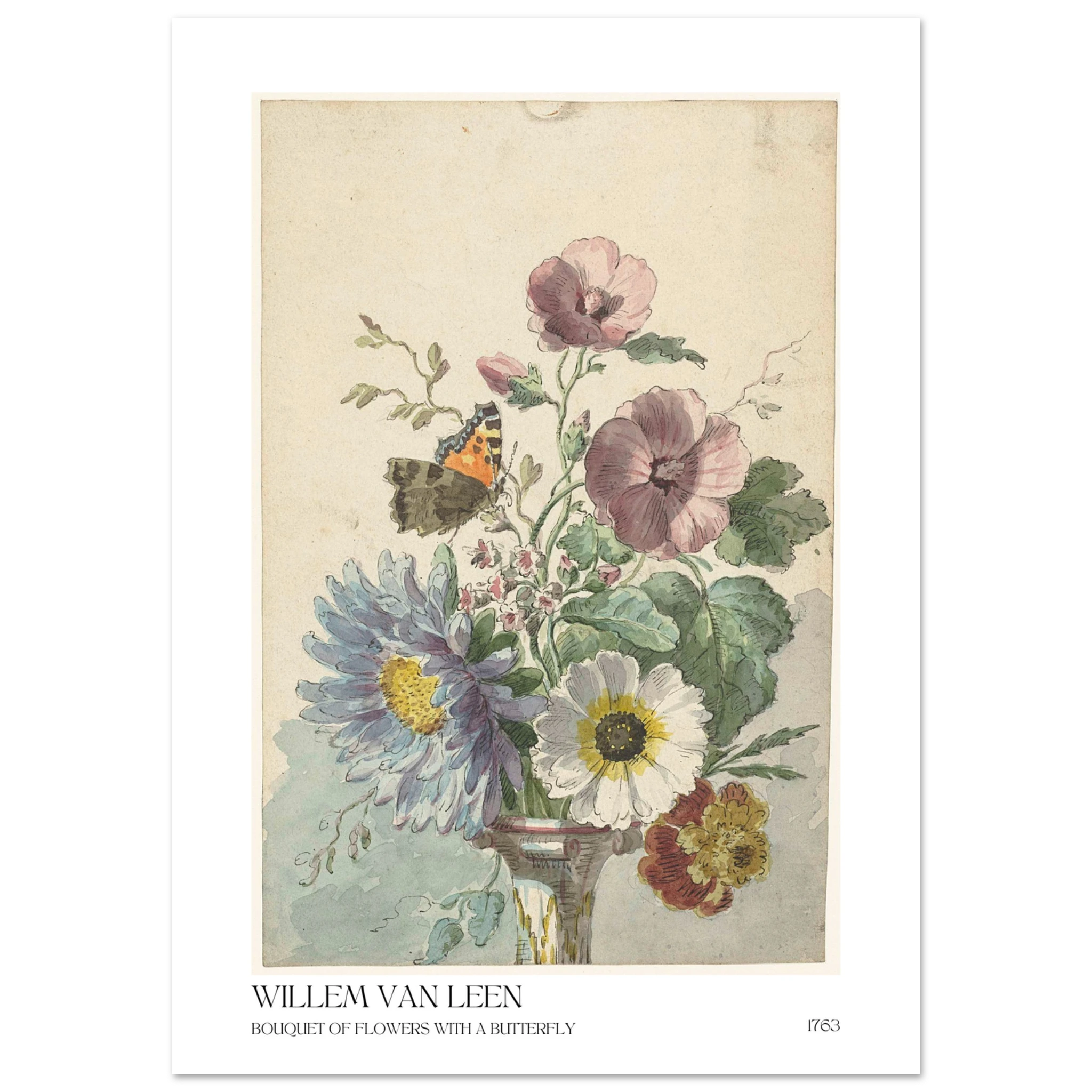 Bouquet of flowers with butterfly Poster - Calda Design Studio